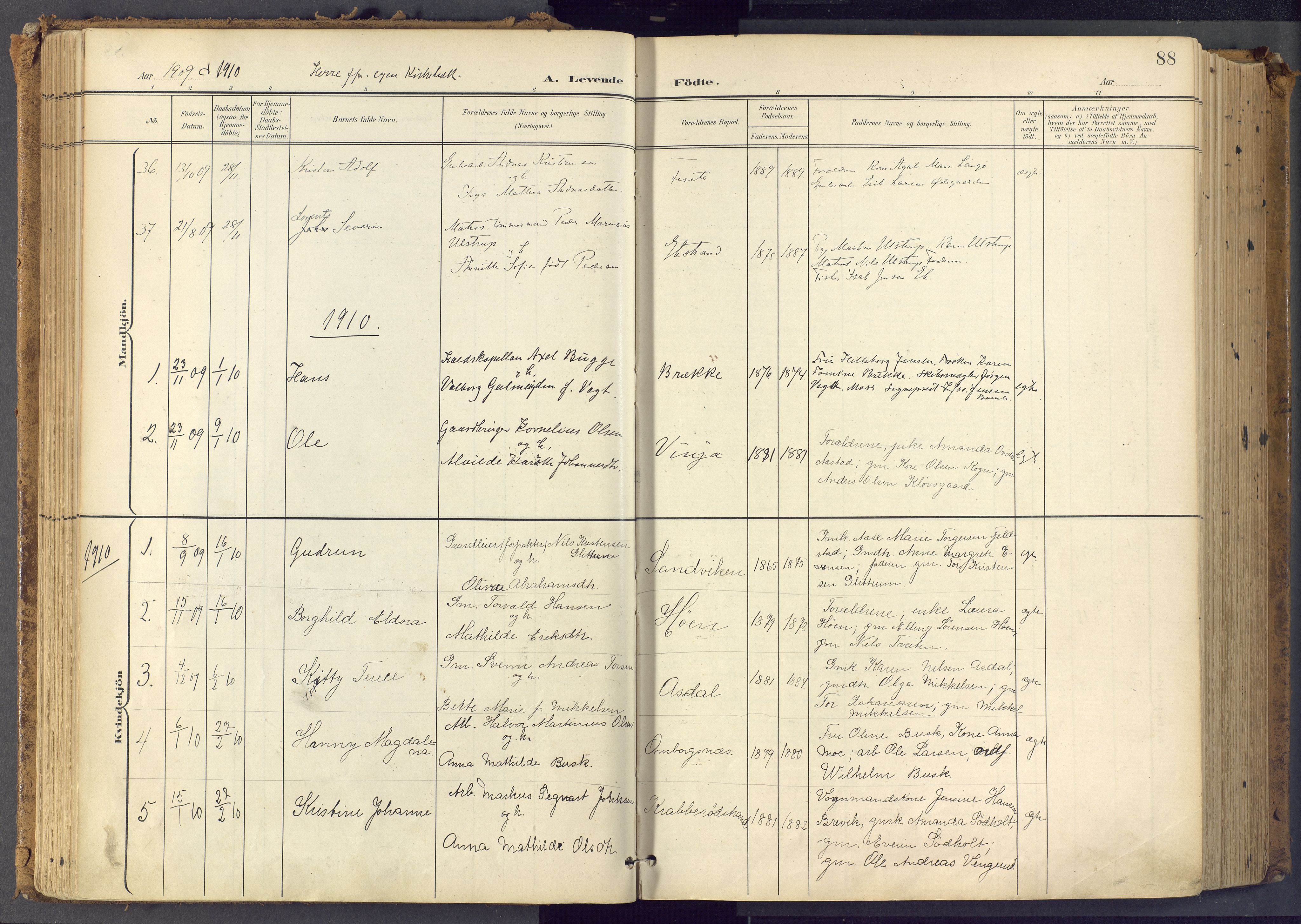 Bamble kirkebøker, SAKO/A-253/F/Fa/L0009: Parish register (official) no. I 9, 1901-1917, p. 88