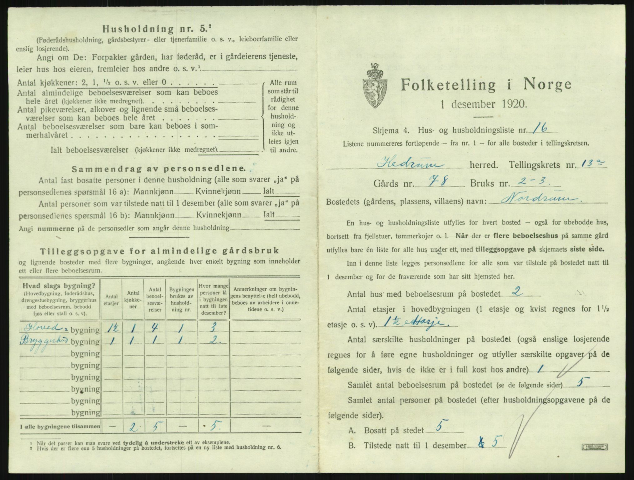 SAKO, 1920 census for Hedrum, 1920, p. 1199