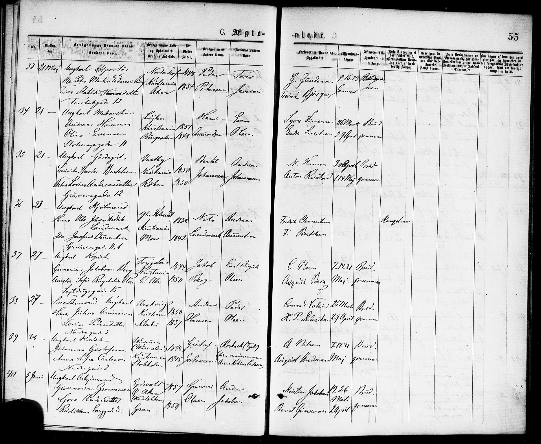 Paulus prestekontor Kirkebøker, SAO/A-10871/F/Fa/L0002: Parish register (official) no. 2, 1875-1878, p. 55