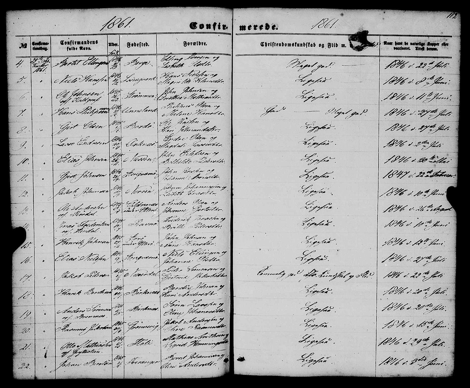 Gulen sokneprestembete, AV/SAB-A-80201/H/Haa/Haaa/L0022: Parish register (official) no. A 22, 1859-1869, p. 112