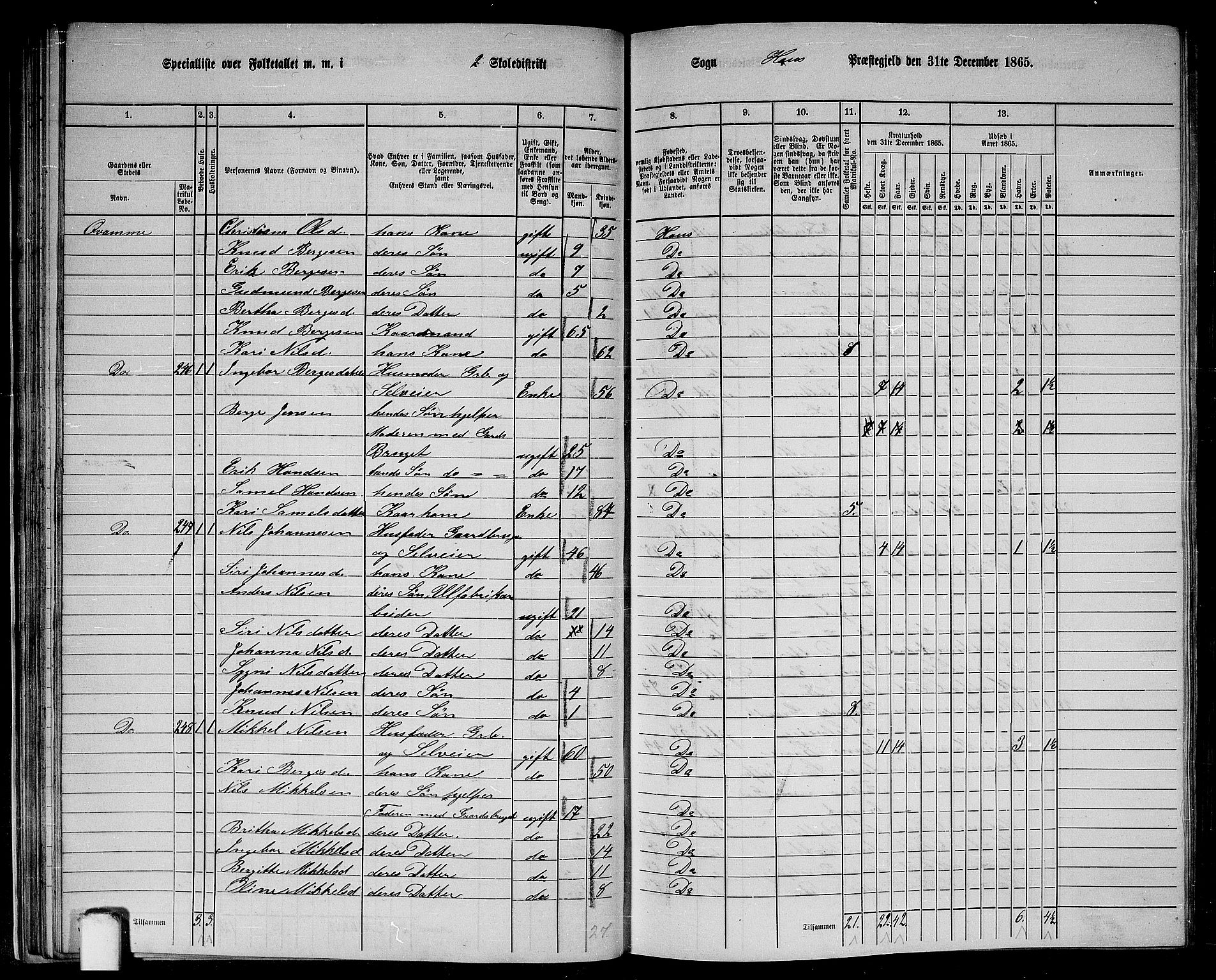 RA, 1865 census for Haus, 1865, p. 44