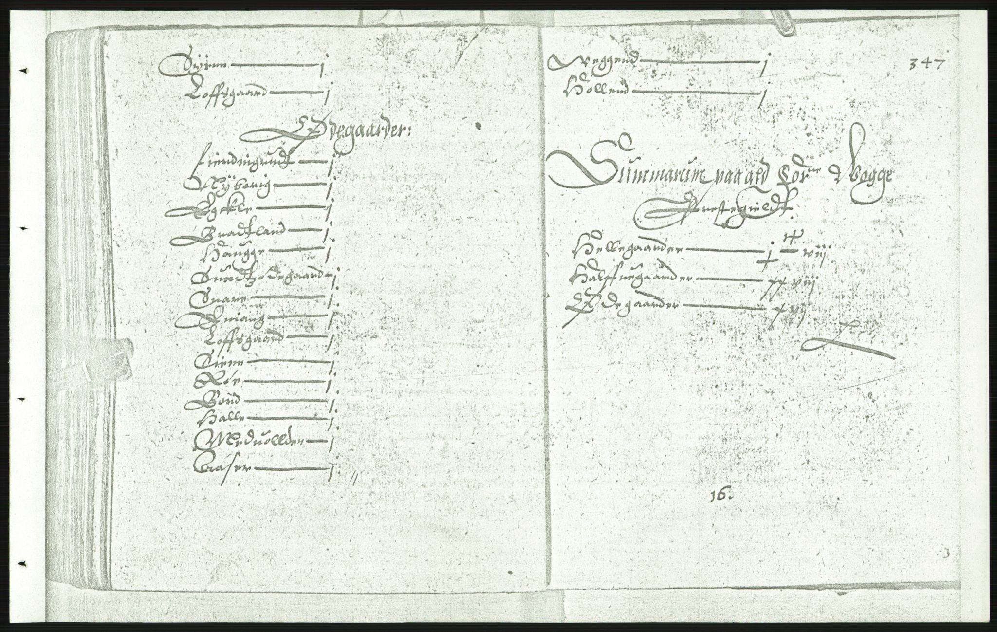 Manuskriptsamlingen, RA/EA-3667/F/L0175e: Kopi av Universitetsbiblioteket, manuskript kvarto nr. 503, Manntall på fulle og halve og ødegårder uti Oslo og Hamar stift anno 1602,V Gudbrandsdalen, Hedmark, Østerdalen, Hadeland, 1602, p. 346b-347a