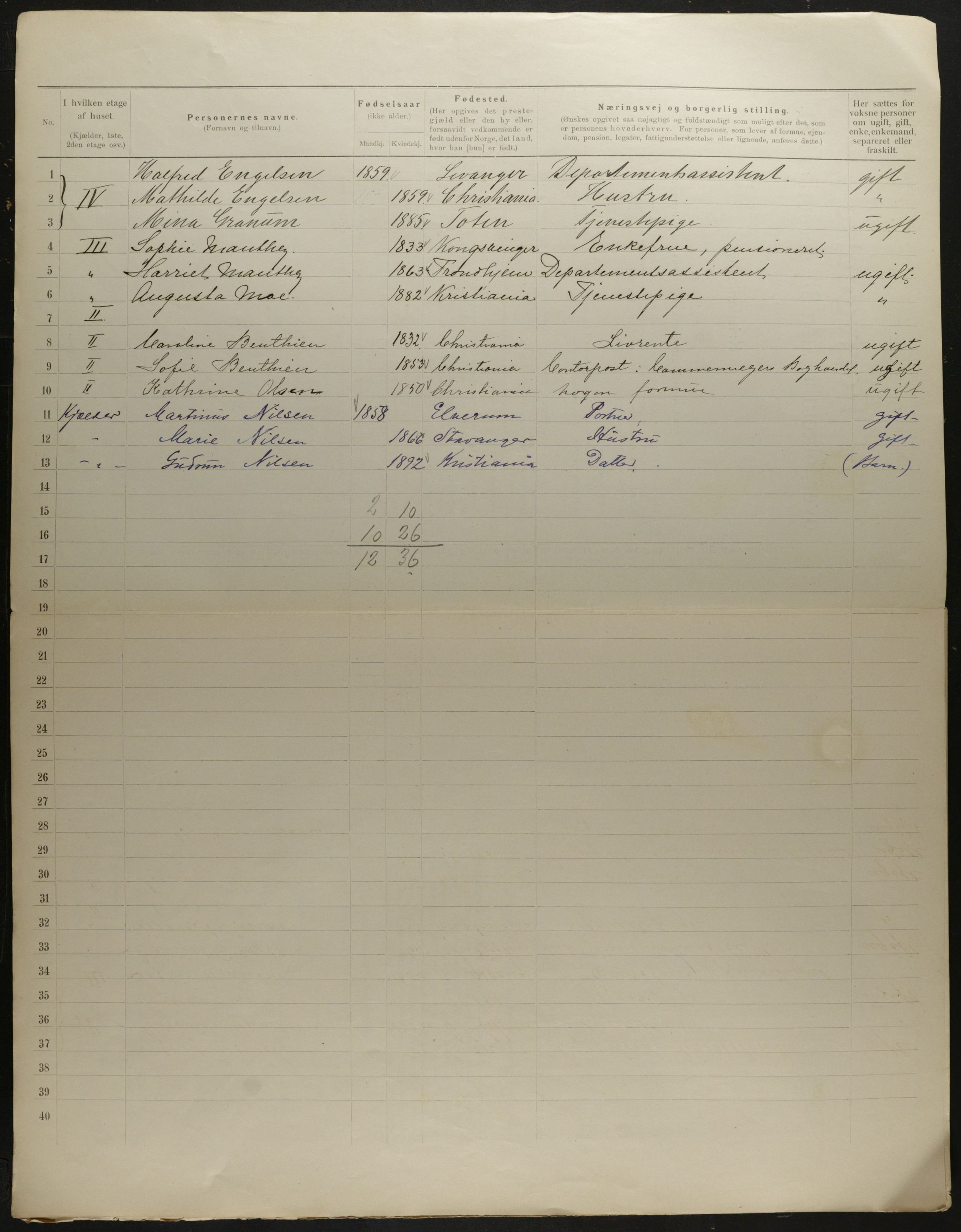 OBA, Municipal Census 1901 for Kristiania, 1901, p. 6811