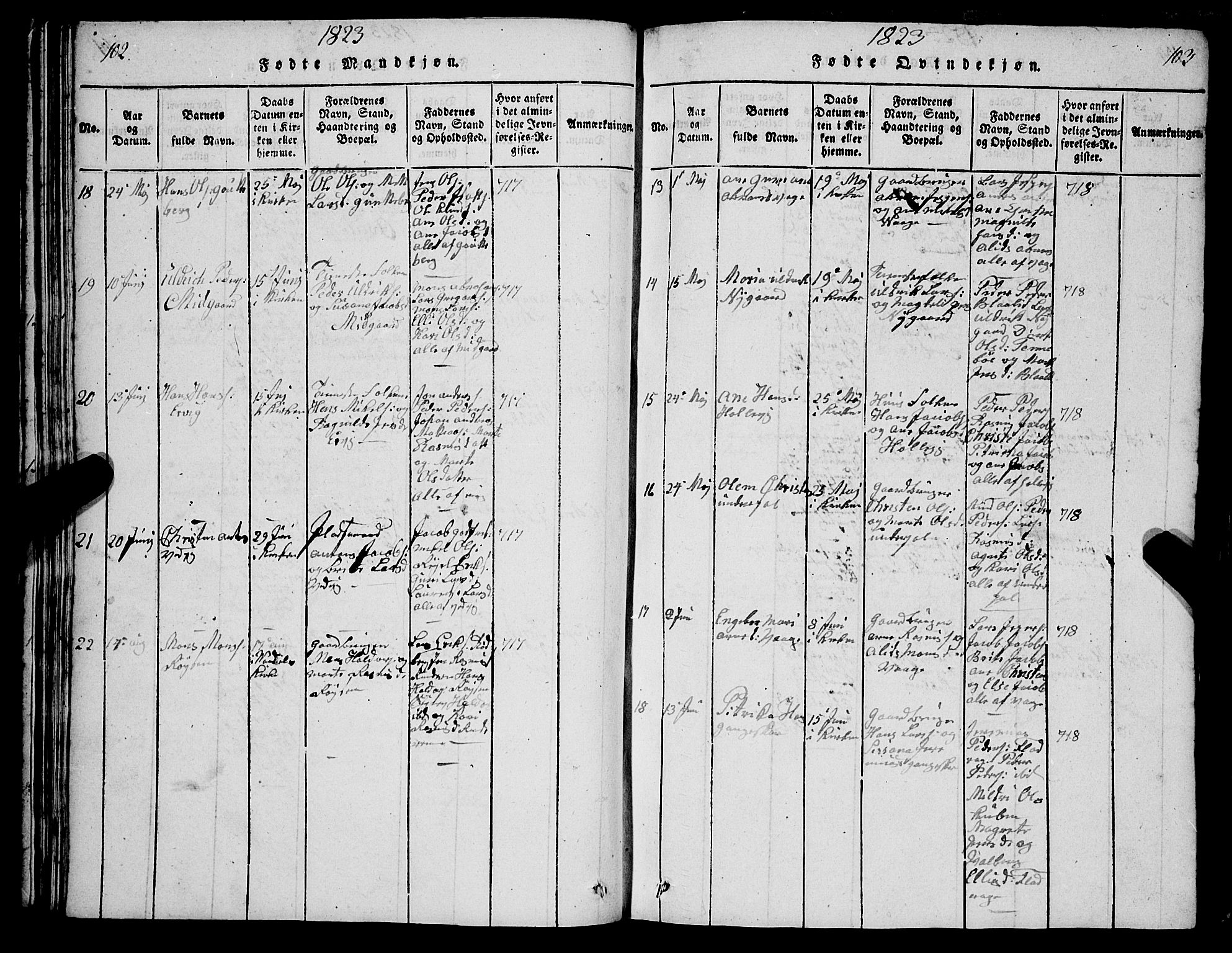 Selje sokneprestembete, AV/SAB-A-99938/H/Ha/Hab/Haba: Parish register (copy) no. A 1, 1816-1828, p. 102-103