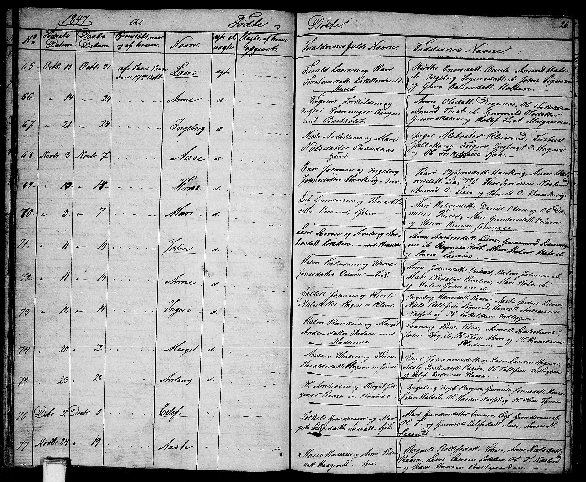 Sauherad kirkebøker, AV/SAKO-A-298/G/Ga/L0002: Parish register (copy) no. I 2, 1842-1866, p. 26