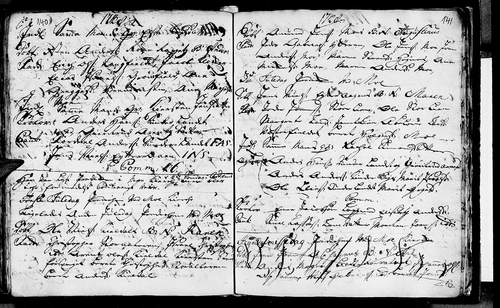 Ministerialprotokoller, klokkerbøker og fødselsregistre - Nordland, AV/SAT-A-1459/827/L0389: Parish register (official) no. 827A01, 1740-1751, p. 140-141