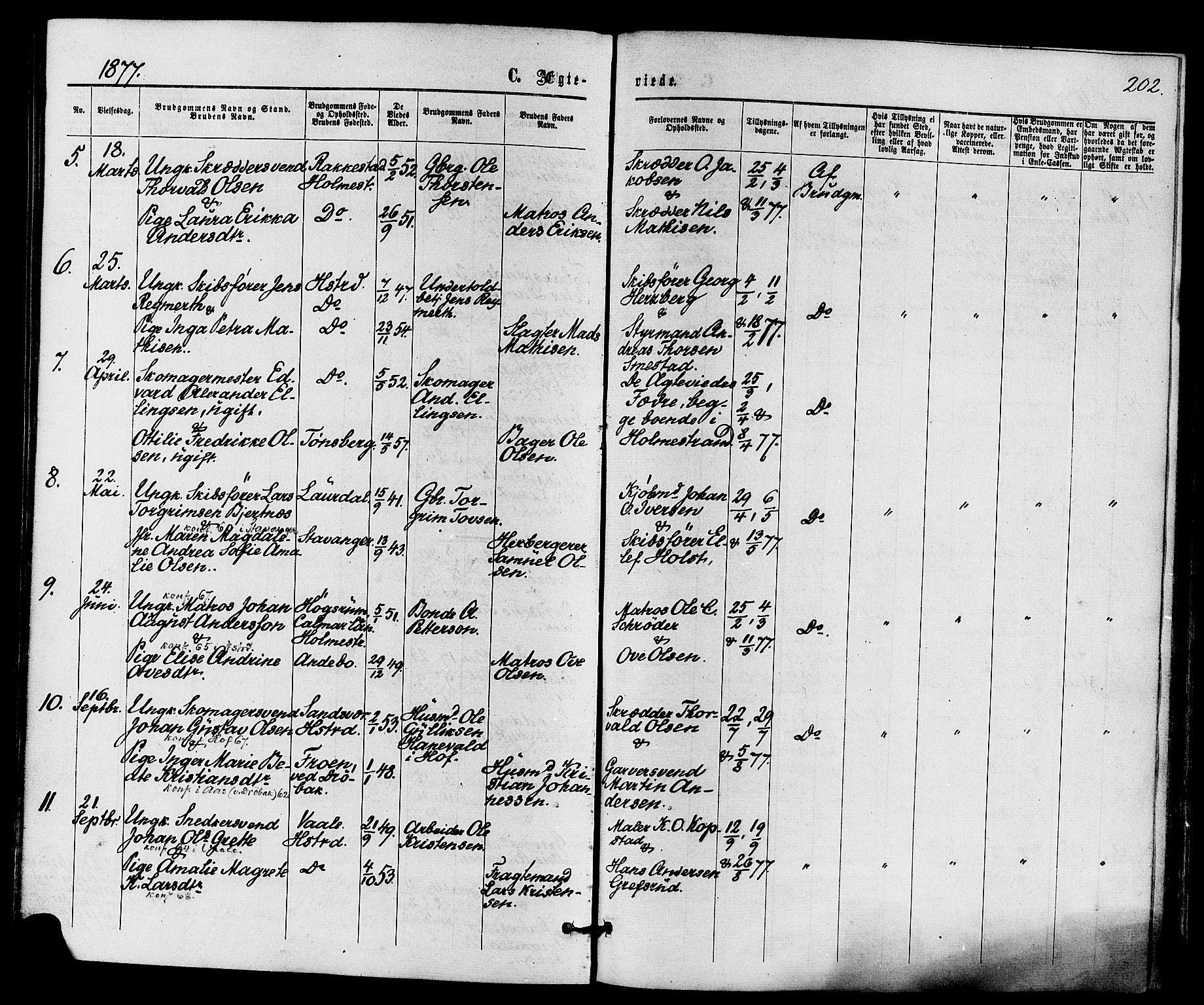 Holmestrand kirkebøker, AV/SAKO-A-346/F/Fa/L0003: Parish register (official) no. 3, 1867-1879, p. 202