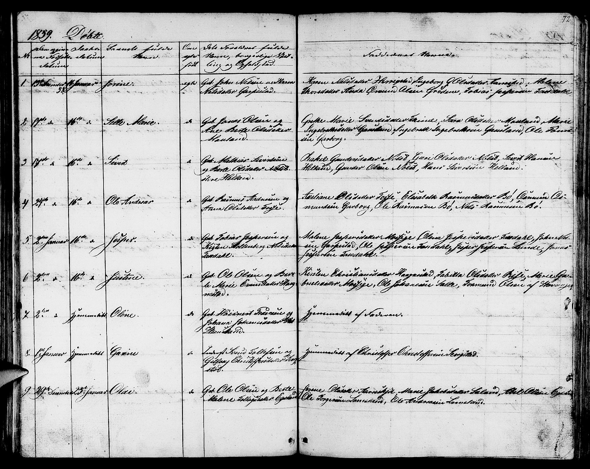 Lye sokneprestkontor, SAST/A-101794/001/30BB/L0002: Parish register (copy) no. B 2, 1852-1867, p. 72