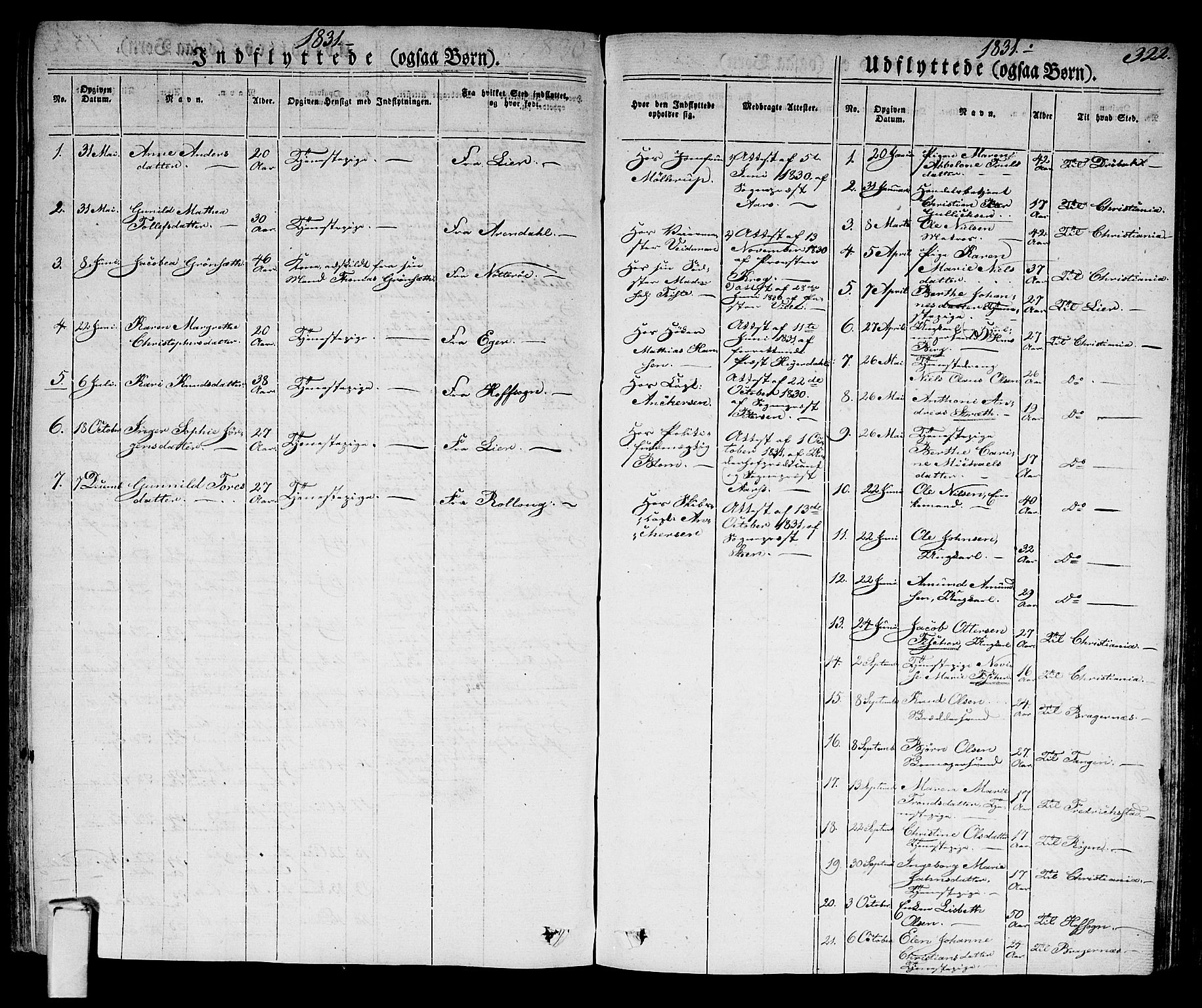 Strømsø kirkebøker, SAKO/A-246/F/Fa/L0012: Parish register (official) no. I 12, 1830-1847, p. 322