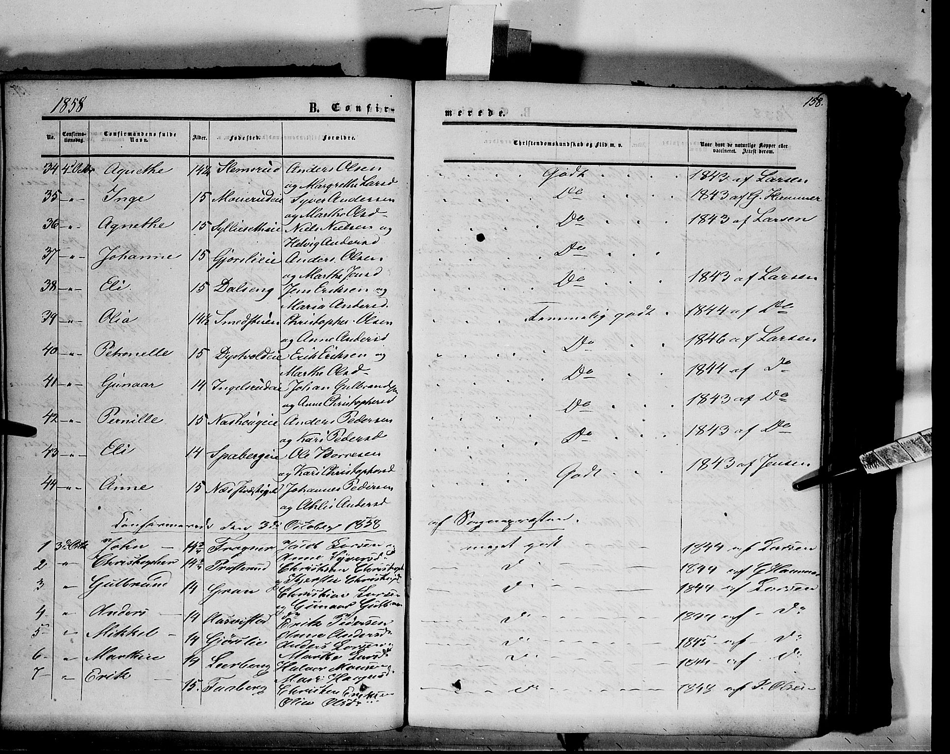 Vang prestekontor, Hedmark, AV/SAH-PREST-008/H/Ha/Haa/L0012: Parish register (official) no. 12, 1855-1870, p. 158