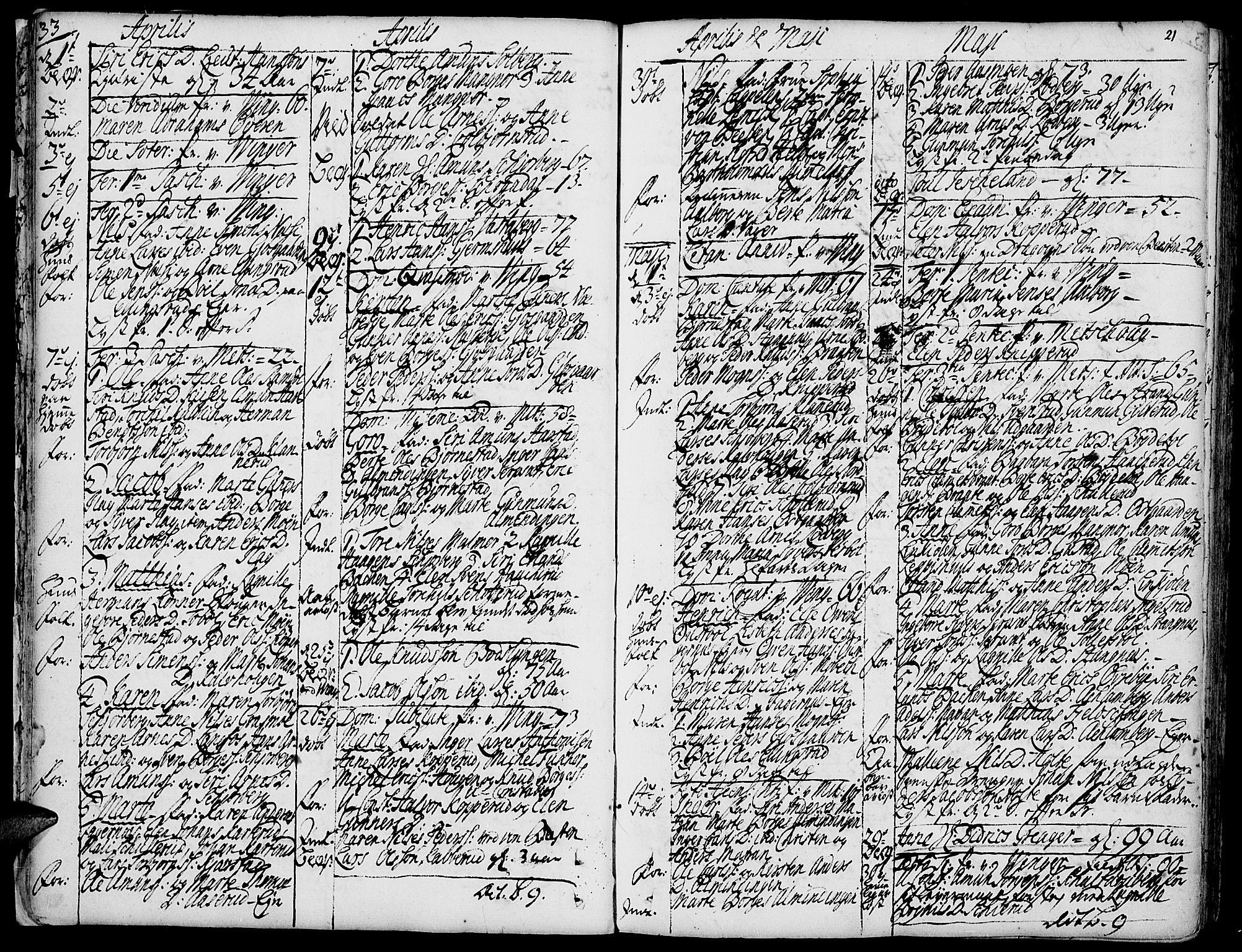 Vinger prestekontor, AV/SAH-PREST-024/H/Ha/Haa/L0002: Parish register (official) no. 2, 1730-1751, p. 21