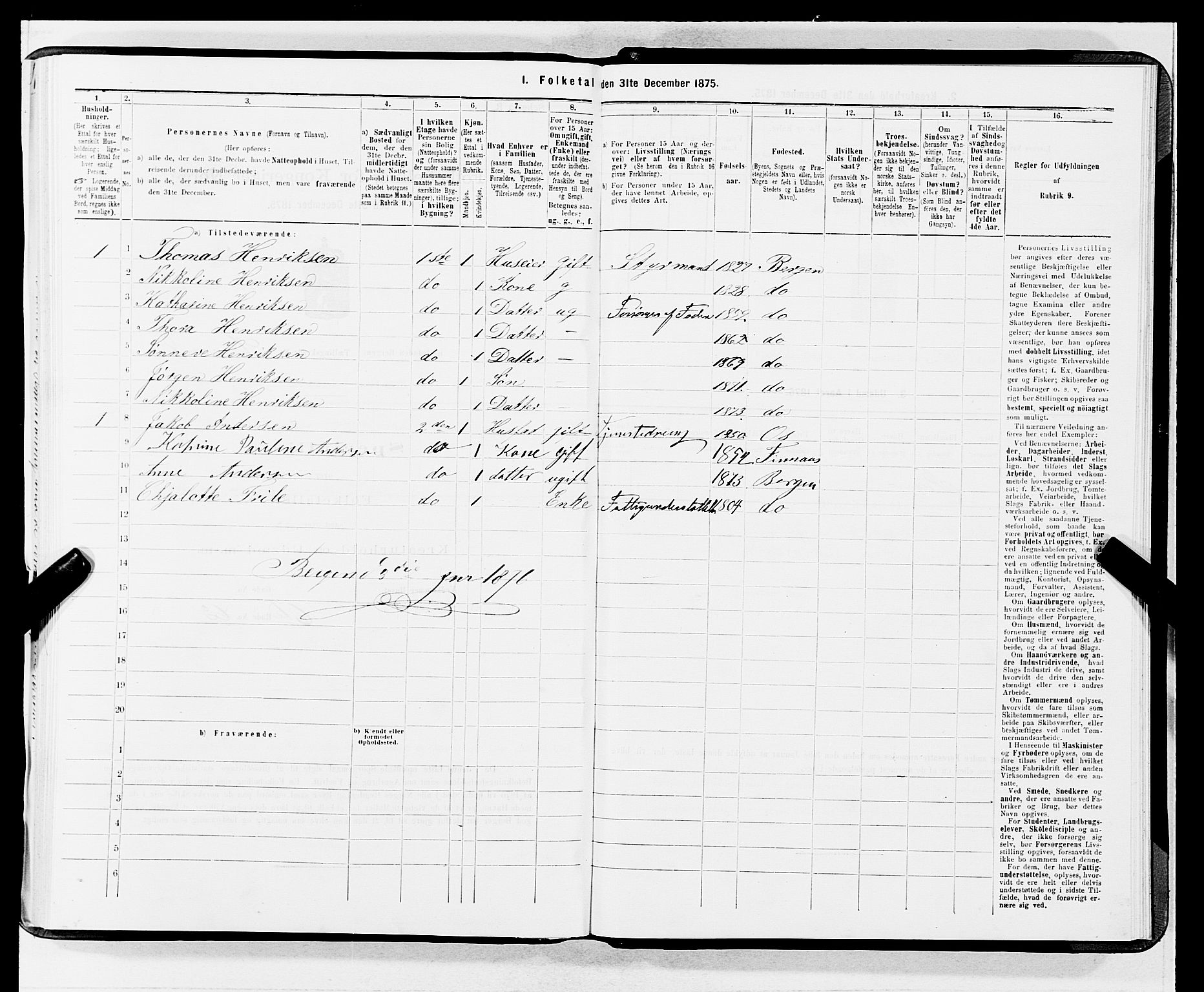 SAB, 1875 census for 1301 Bergen, 1875, p. 1303