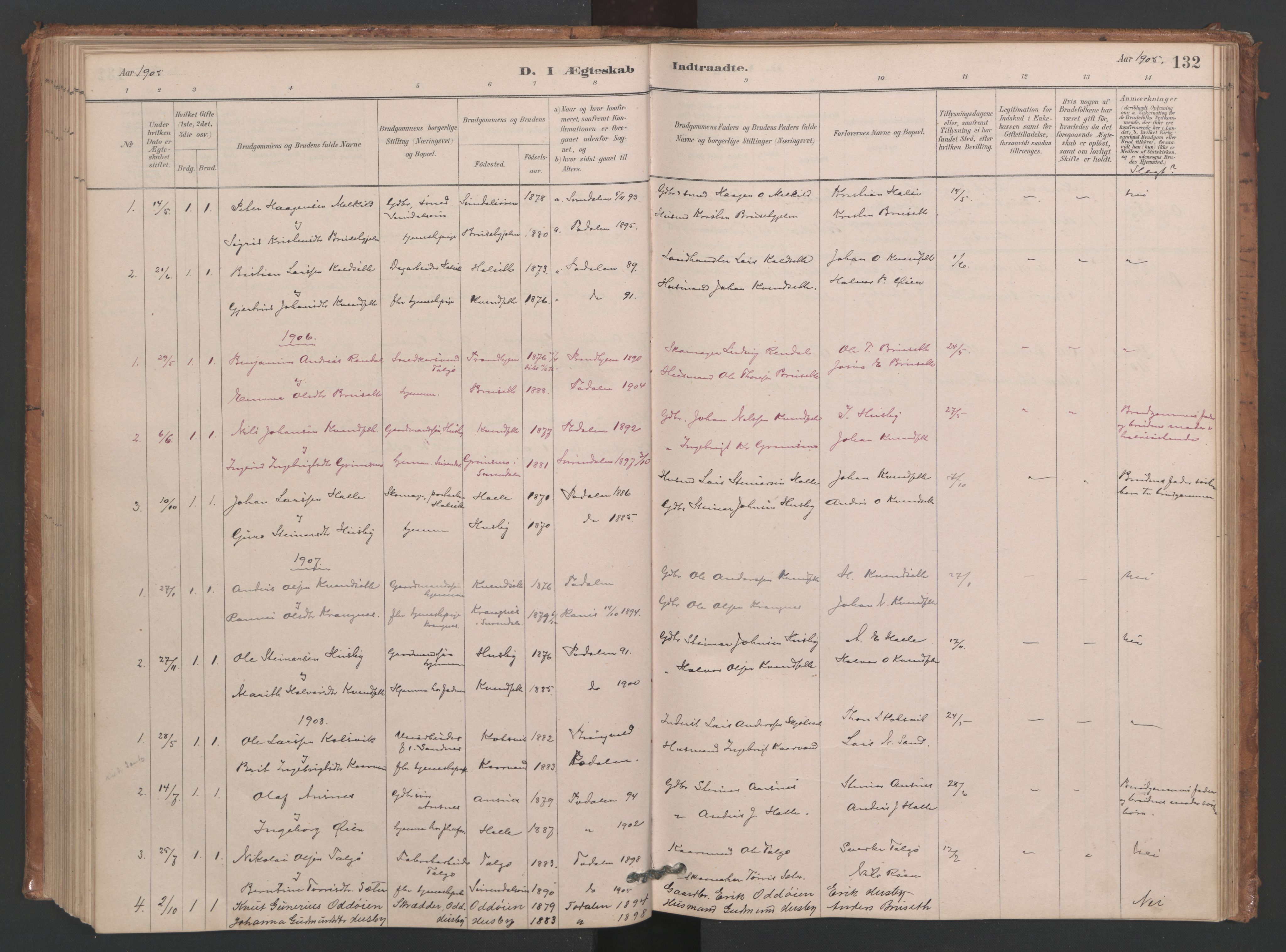 Ministerialprotokoller, klokkerbøker og fødselsregistre - Møre og Romsdal, SAT/A-1454/593/L1034: Parish register (official) no. 593A01, 1879-1911, p. 132