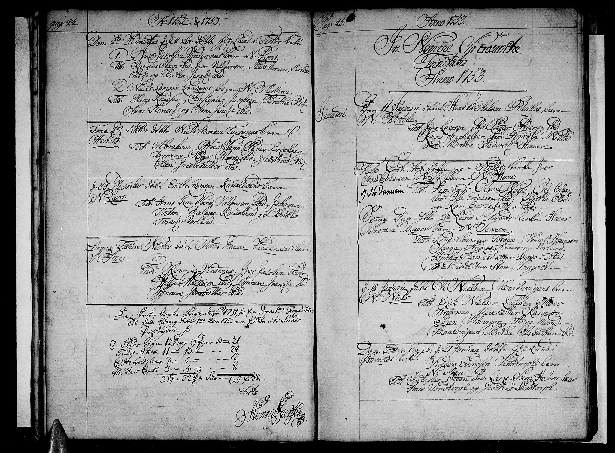 Sund sokneprestembete, SAB/A-99930: Parish register (official) no. A 4, 1748-1769, p. 44-45
