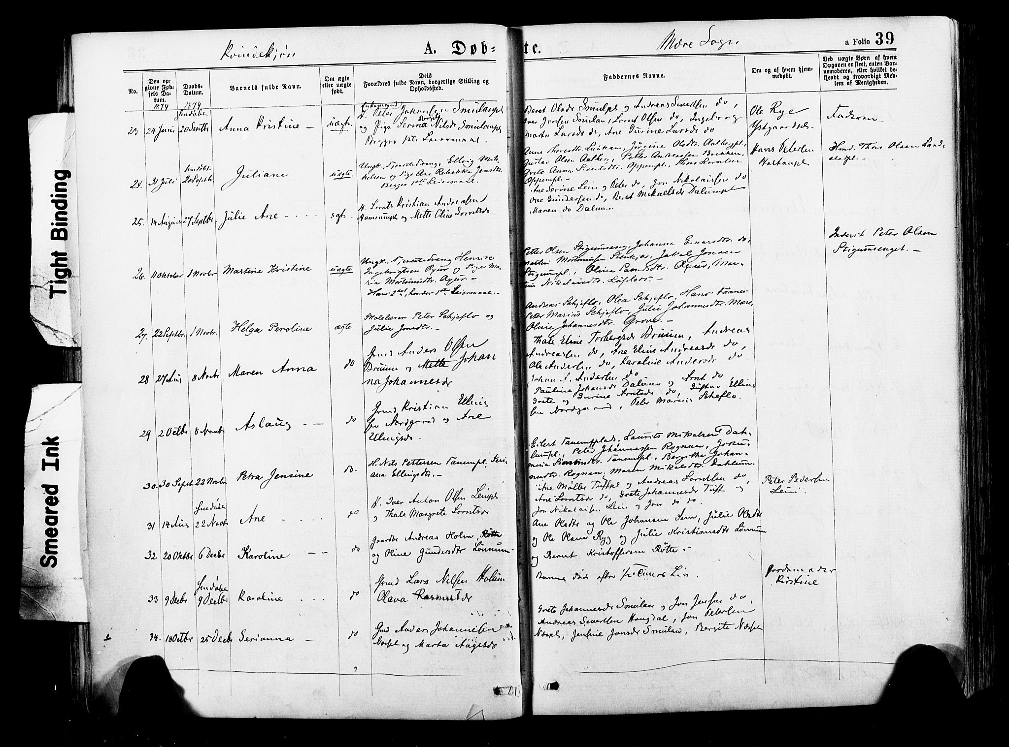 Ministerialprotokoller, klokkerbøker og fødselsregistre - Nord-Trøndelag, SAT/A-1458/735/L0348: Parish register (official) no. 735A09 /1, 1873-1883, p. 39