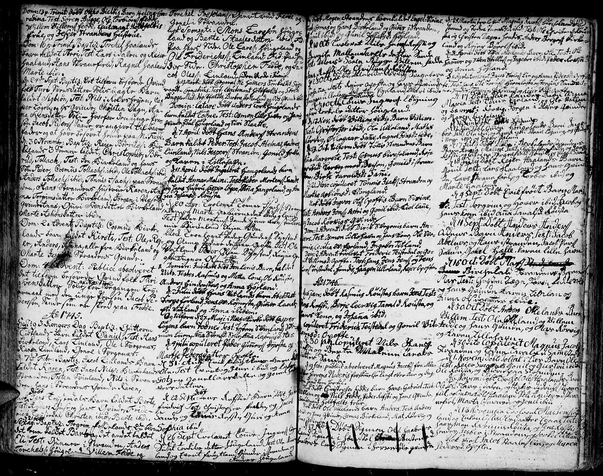 Kvinesdal sokneprestkontor, SAK/1111-0026/F/Fa/Fab/L0001: Parish register (official) no. A 1 /2, 1710-1788, p. 113