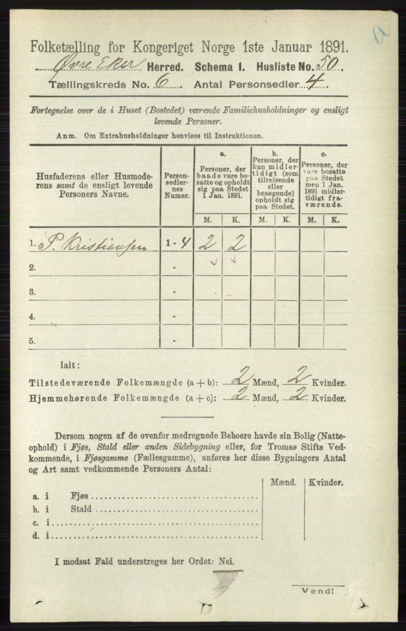 RA, 1891 census for 0624 Øvre Eiker, 1891, p. 2233