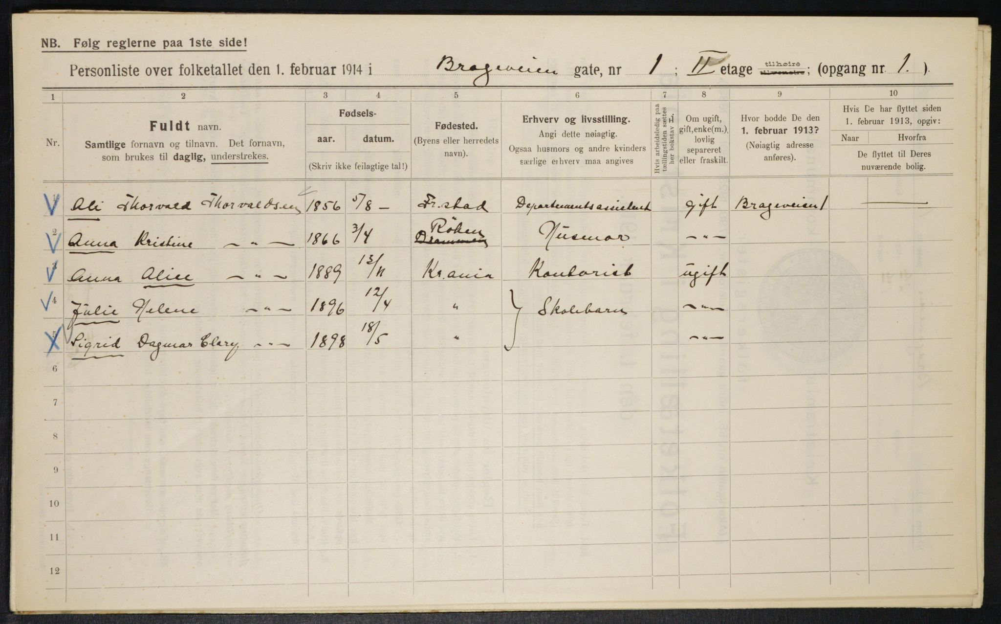 OBA, Municipal Census 1914 for Kristiania, 1914, p. 8073