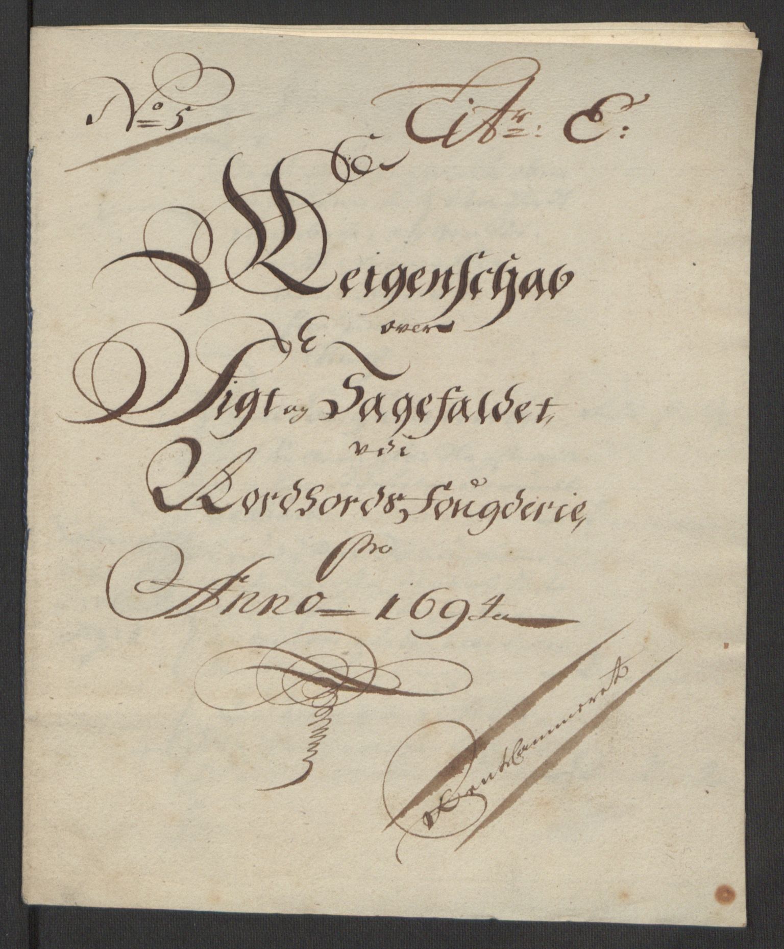 Rentekammeret inntil 1814, Reviderte regnskaper, Fogderegnskap, RA/EA-4092/R51/L3182: Fogderegnskap Nordhordland og Voss, 1694, p. 301