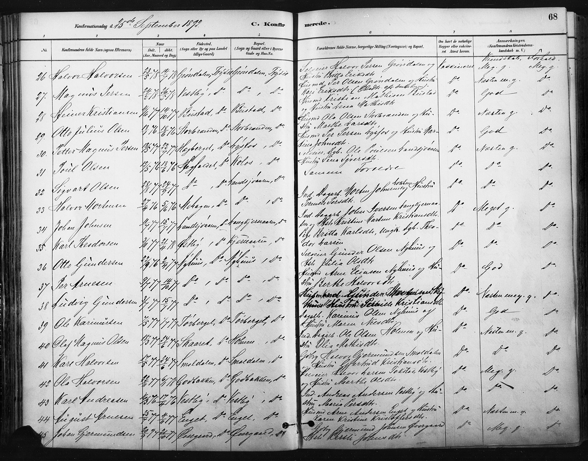 Trysil prestekontor, AV/SAH-PREST-046/H/Ha/Haa/L0009: Parish register (official) no. 9, 1881-1897, p. 68