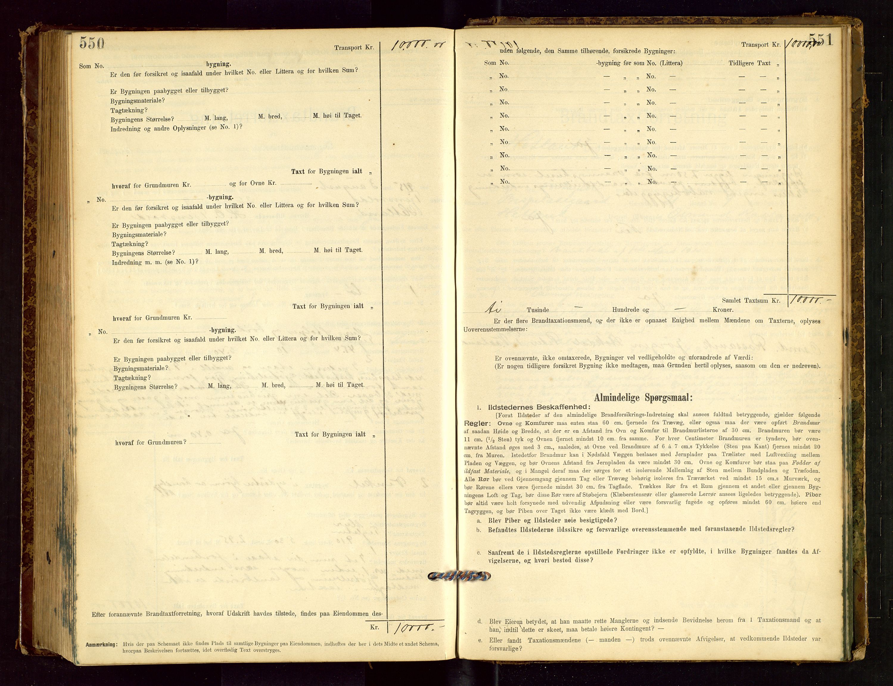Hetland lensmannskontor, AV/SAST-A-100101/Gob/L0001: "Brandtaxationsprotokol", 1895-1918, p. 550-551
