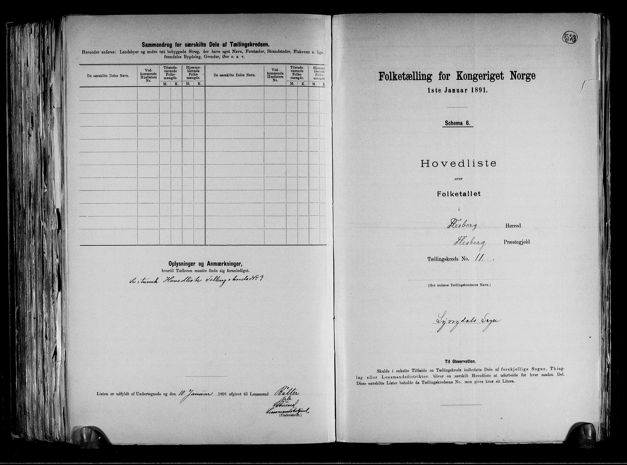 RA, 1891 census for 0631 Flesberg, 1891, p. 28