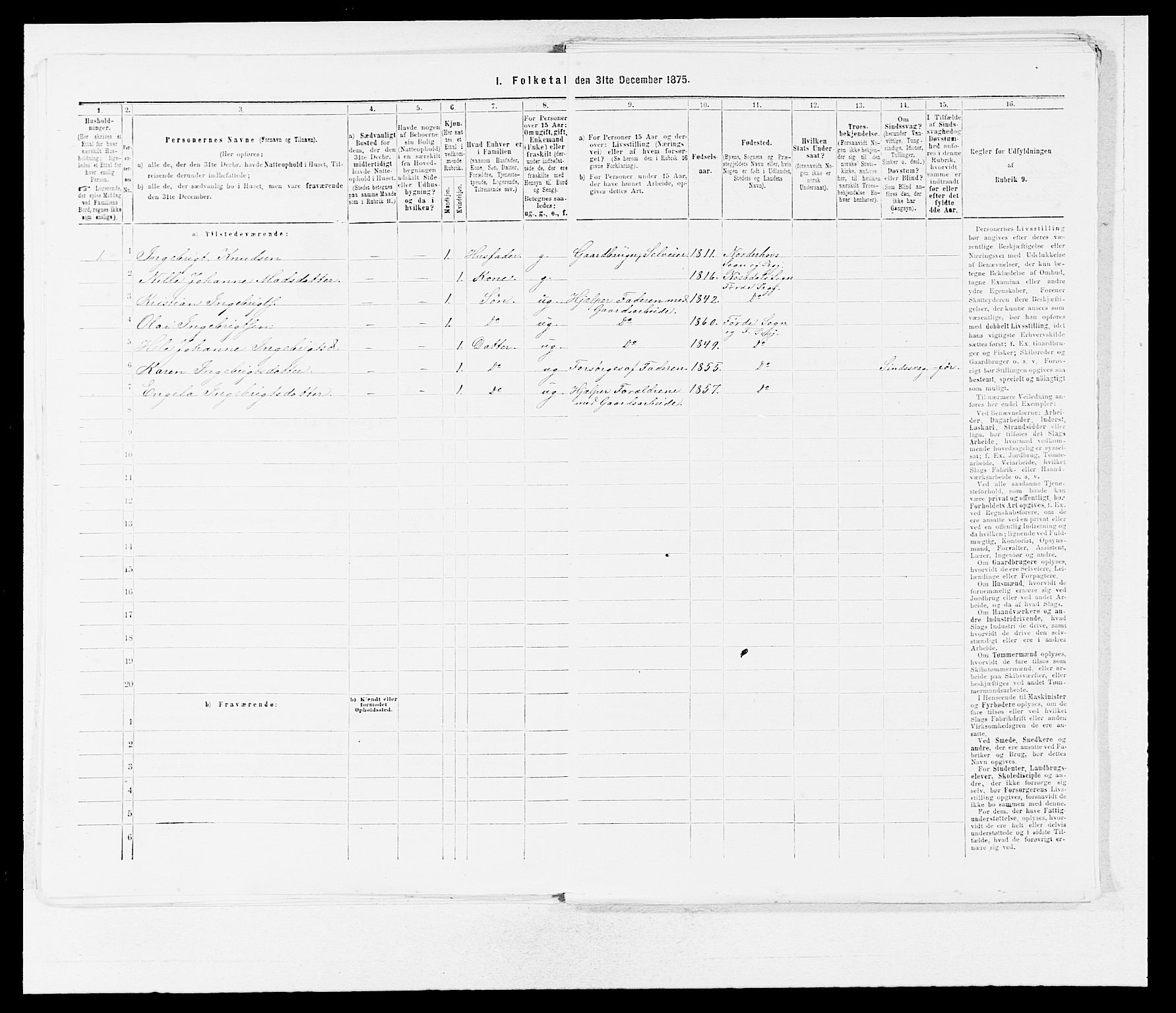 SAB, 1875 census for 1432P Førde, 1875, p. 617