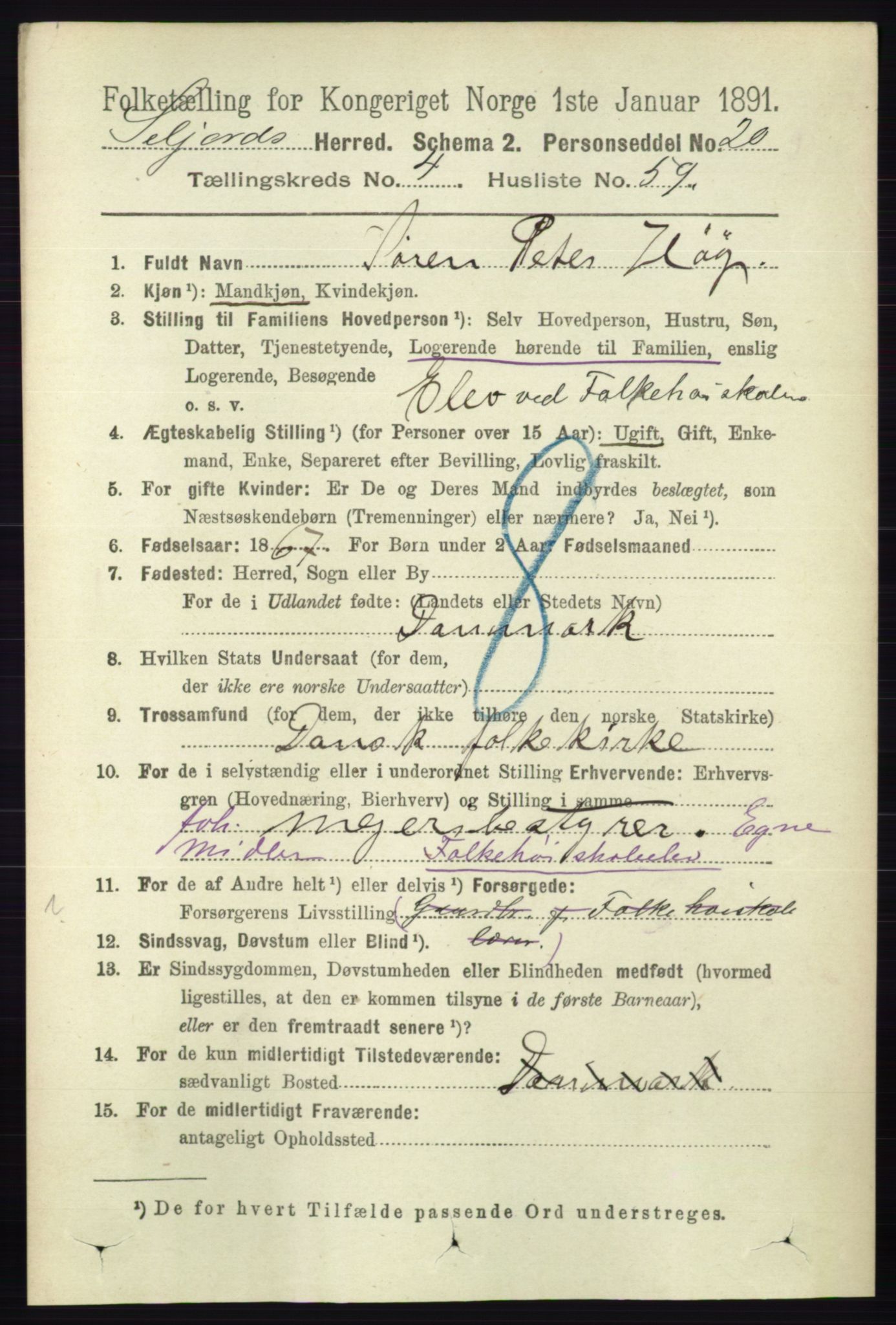 RA, 1891 census for 0828 Seljord, 1891, p. 1641