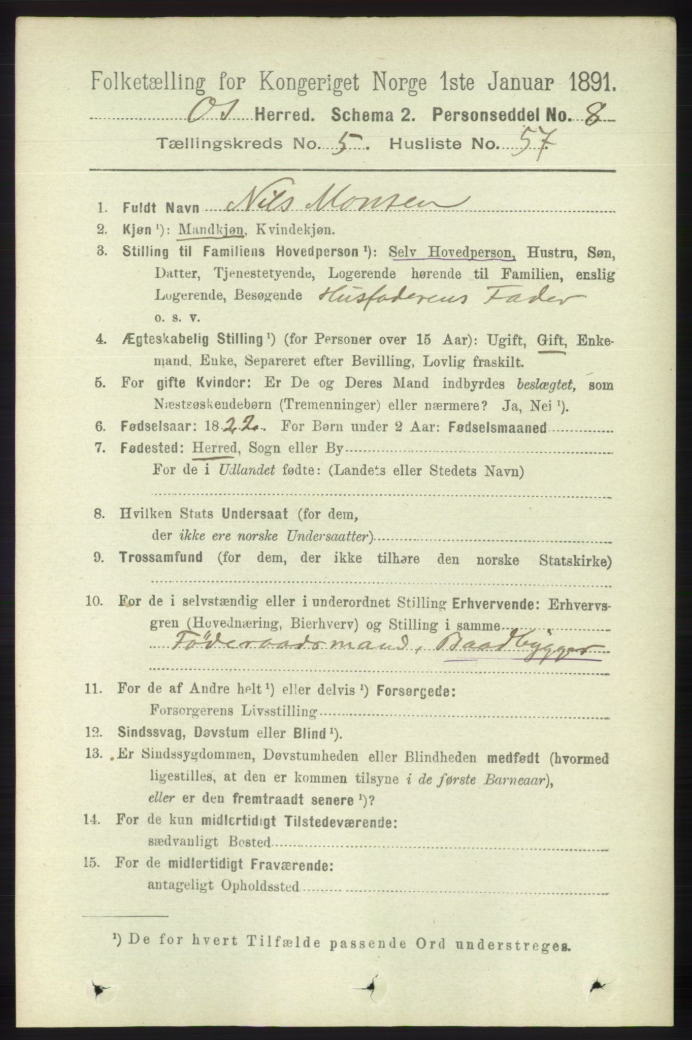 RA, 1891 census for 1243 Os, 1891, p. 1286