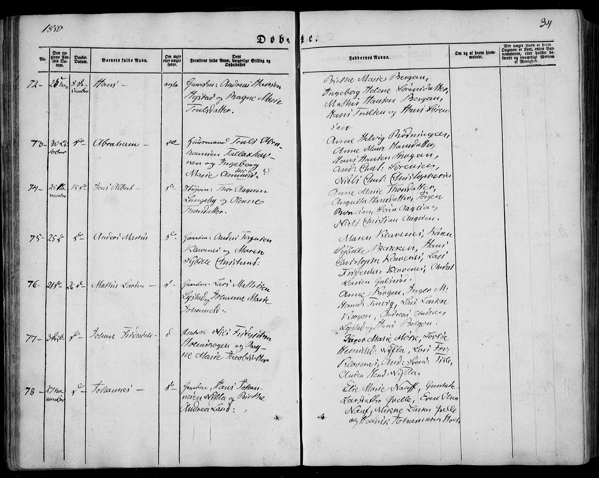 Sandar kirkebøker, SAKO/A-243/F/Fa/L0006: Parish register (official) no. 6, 1847-1860, p. 34