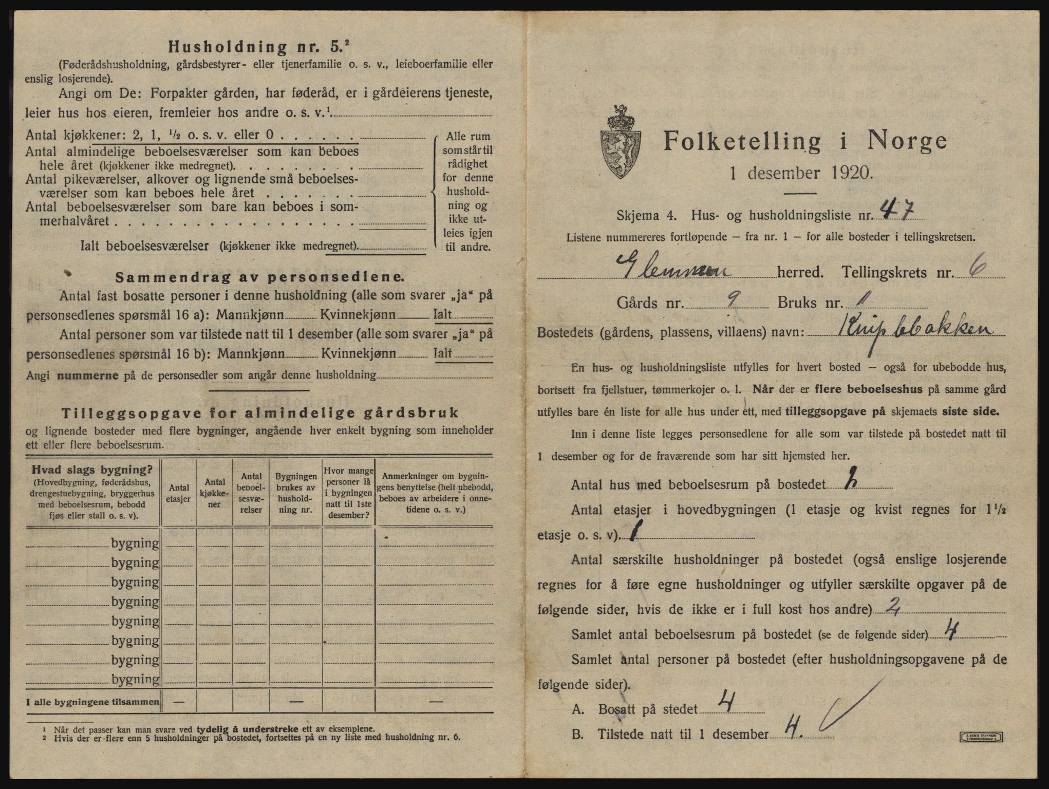 SAO, 1920 census for Glemmen, 1920, p. 2251