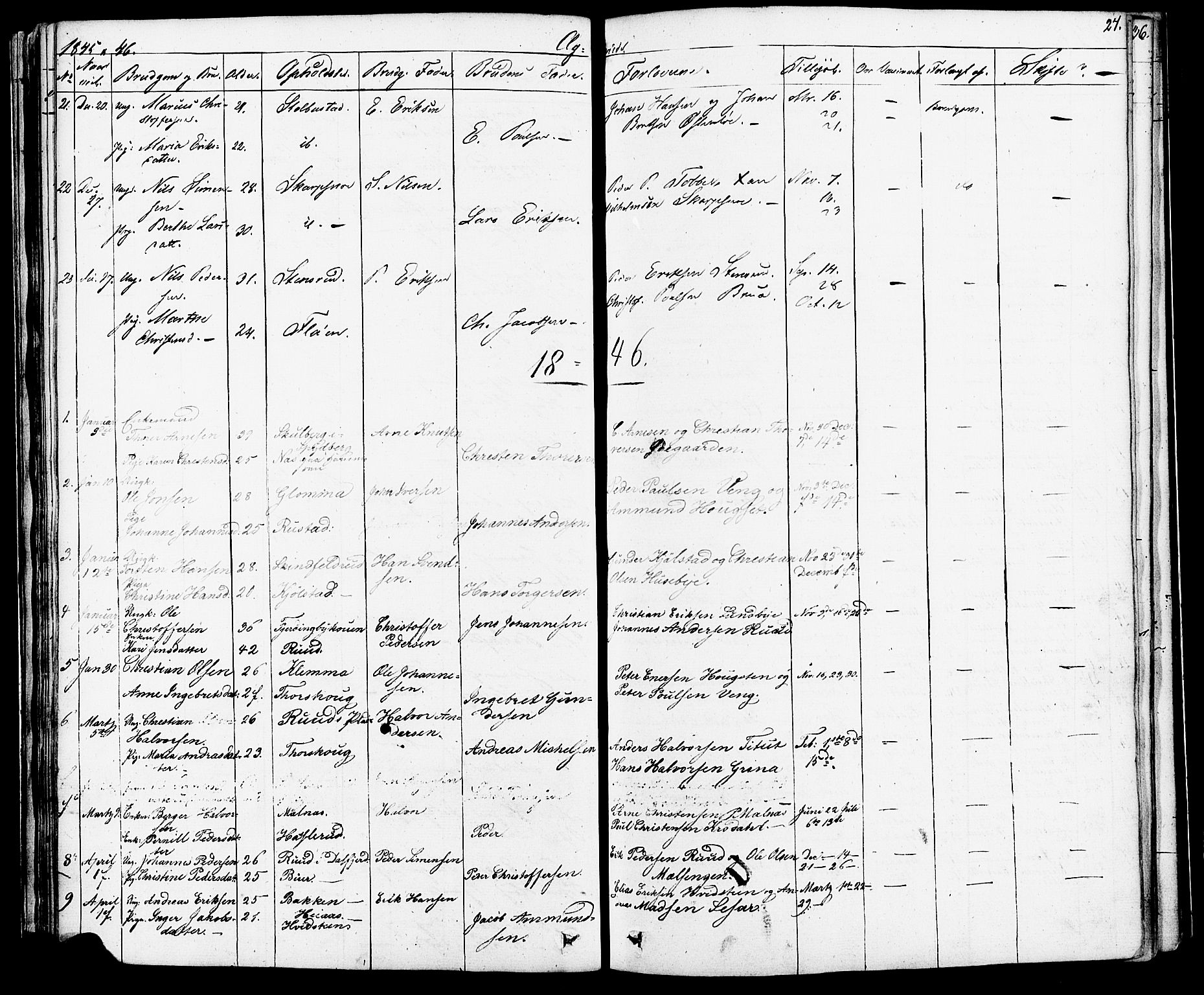 Enebakk prestekontor Kirkebøker, AV/SAO-A-10171c/F/Fa/L0012: Parish register (official) no. I 12, 1832-1882, p. 27