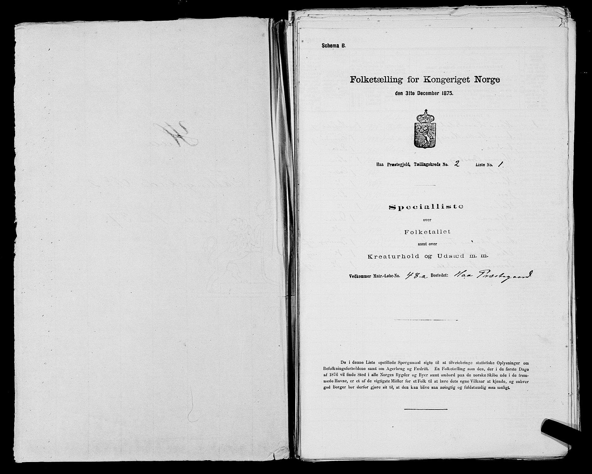 SAST, 1875 census for 1119P Hå, 1875, p. 242