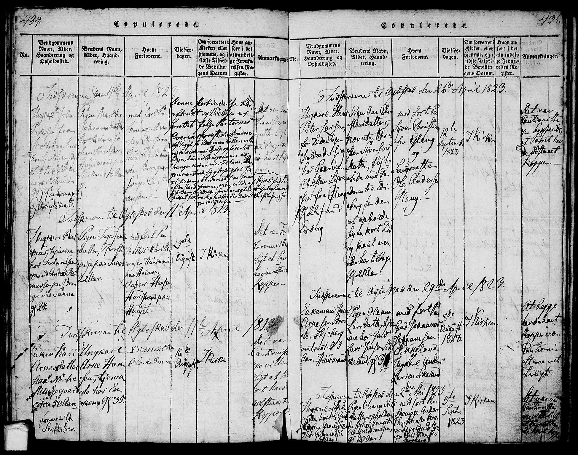 Tune prestekontor Kirkebøker, SAO/A-2007/F/Fa/L0005: Parish register (official) no. 5, 1815-1823, p. 434-435