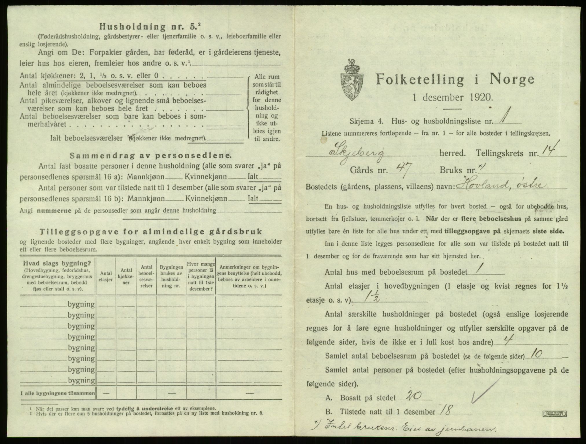 SAO, 1920 census for Skjeberg, 1920, p. 1924