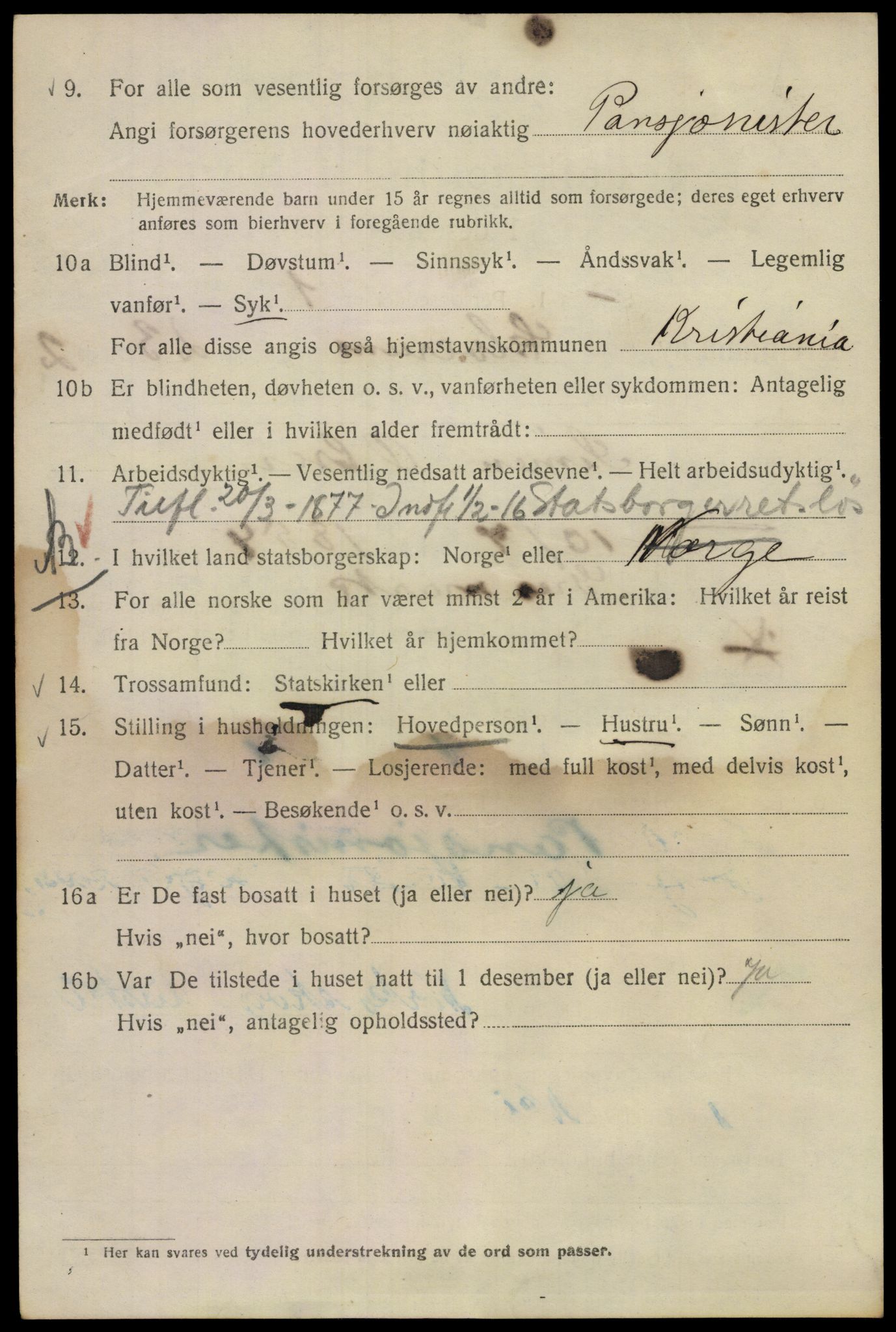 SAO, 1920 census for Kristiania, 1920, p. 215676