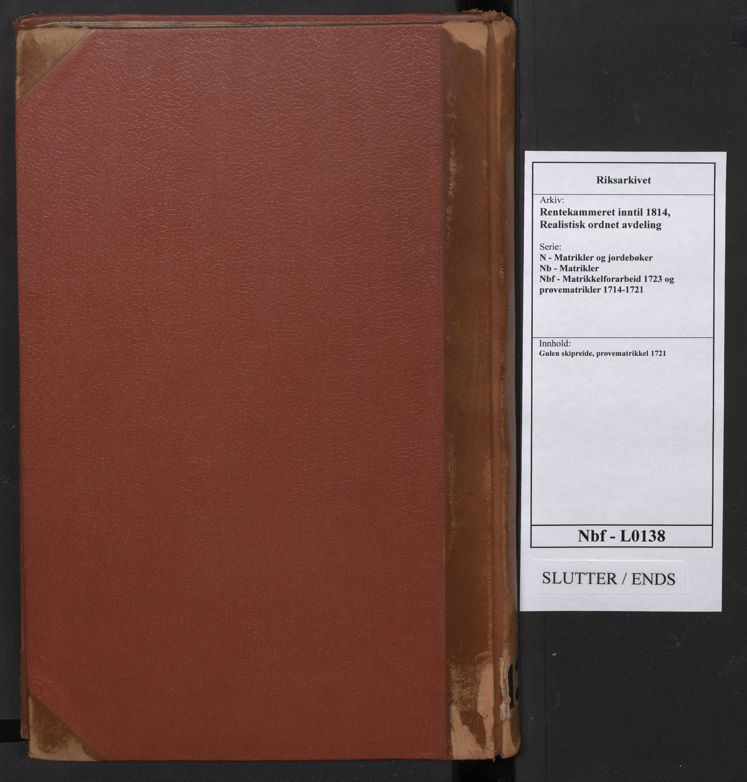 Rentekammeret inntil 1814, Realistisk ordnet avdeling, RA/EA-4070/N/Nb/Nbf/L0138: Gulen skipreide, prøvematrikkel, 1721, p. 91