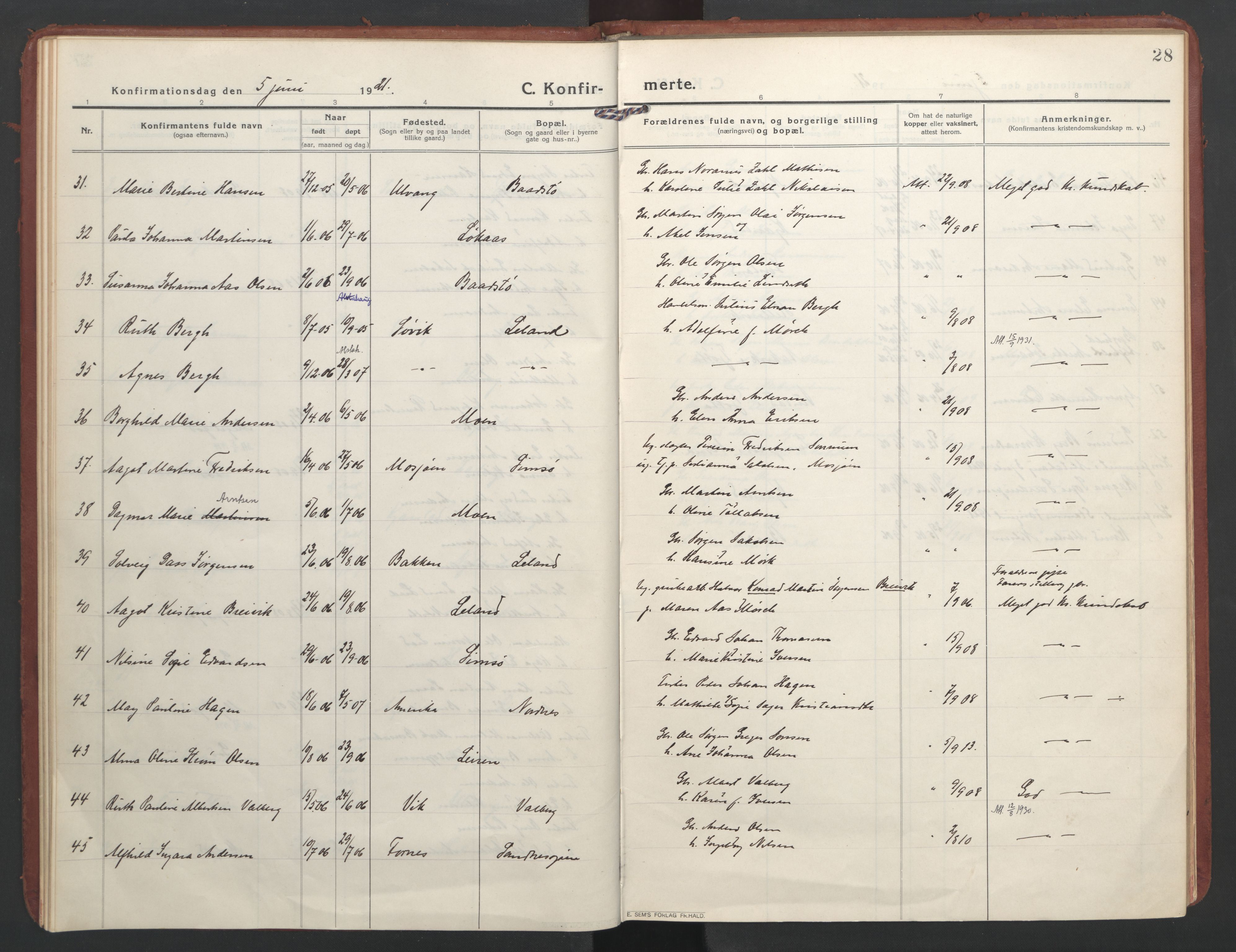 Ministerialprotokoller, klokkerbøker og fødselsregistre - Nordland, SAT/A-1459/832/L0492: Parish register (official) no. 832A01, 1916-1934, p. 28