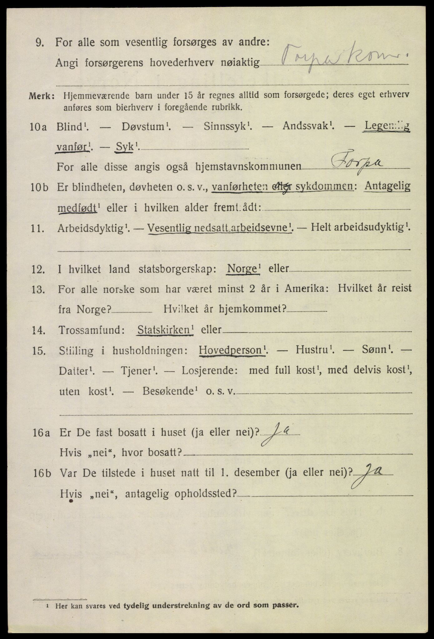 SAH, 1920 census for Torpa, 1920, p. 5224