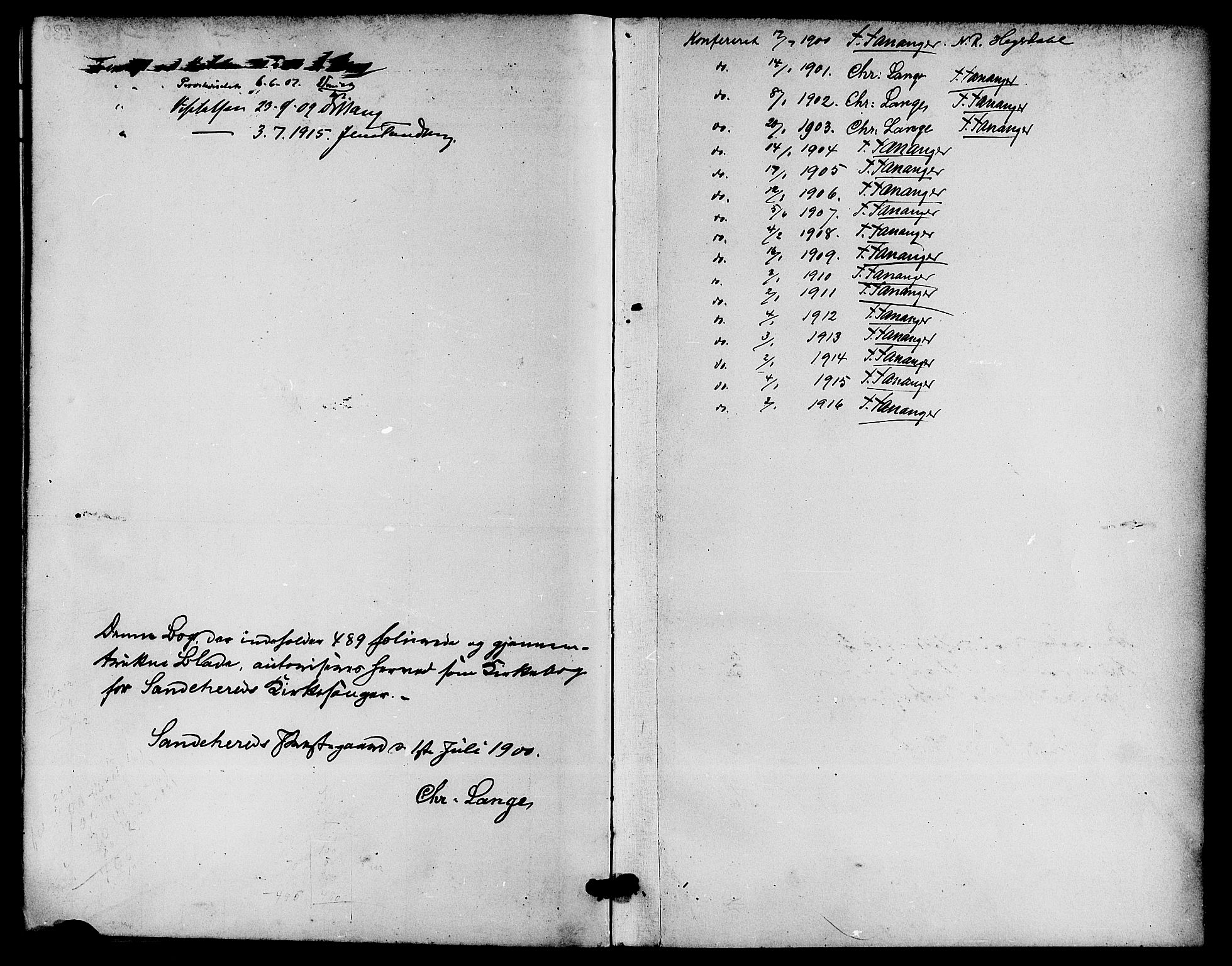 Sandar kirkebøker, SAKO/A-243/G/Ga/L0002: Parish register (copy) no. 2, 1900-1915