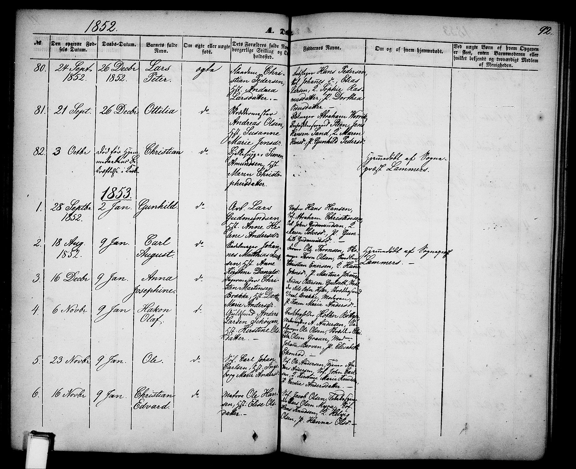 Skien kirkebøker, SAKO/A-302/G/Ga/L0004: Parish register (copy) no. 4, 1843-1867, p. 92