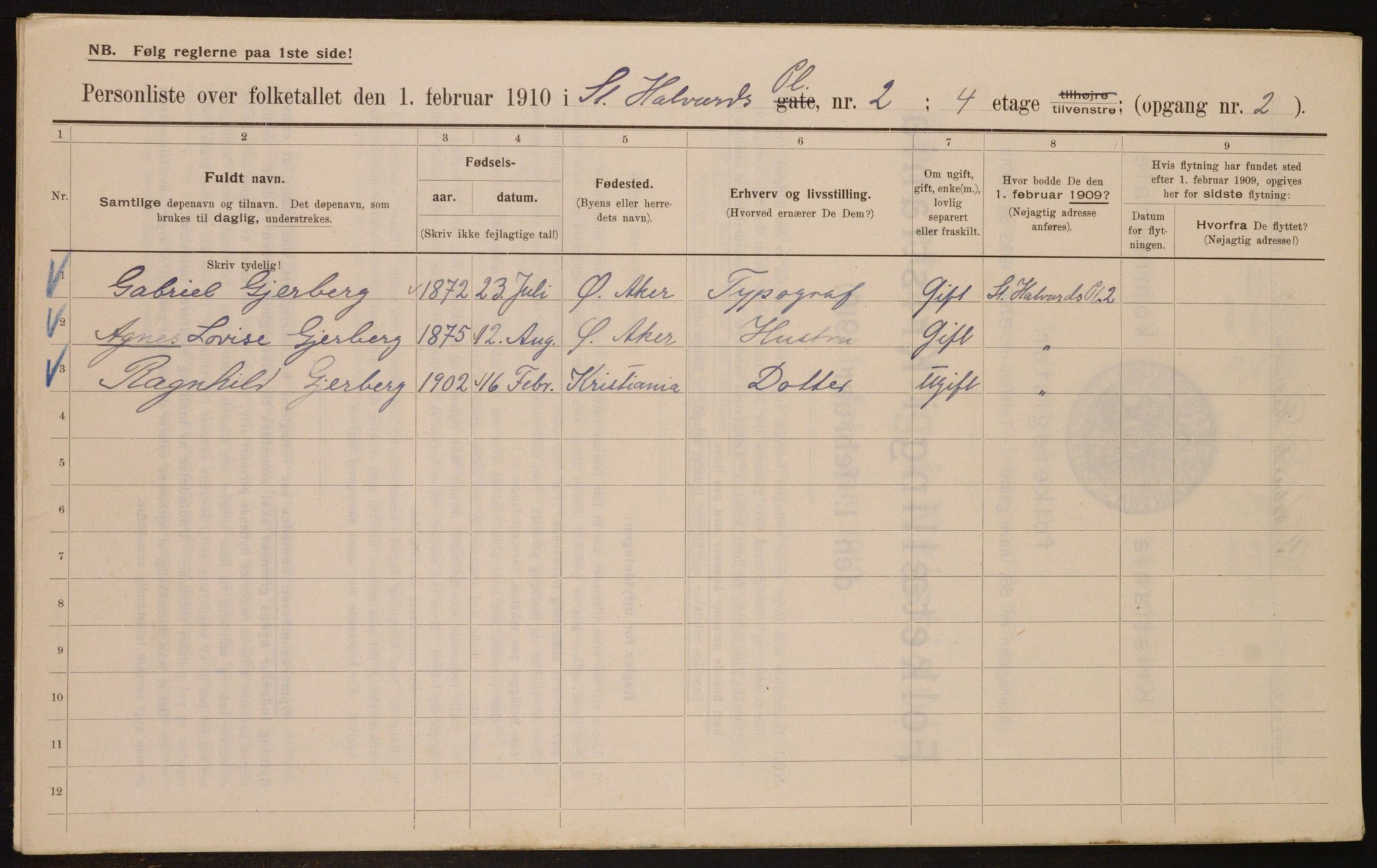 OBA, Municipal Census 1910 for Kristiania, 1910, p. 84042