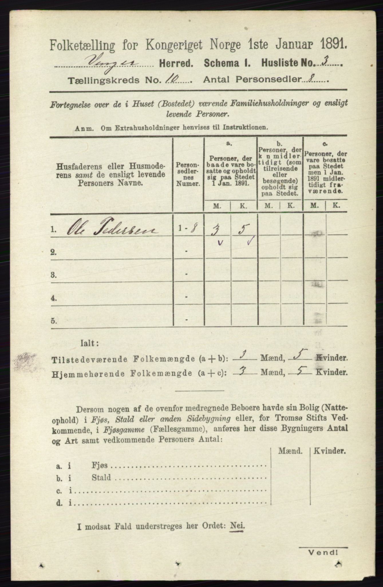 RA, 1891 census for 0421 Vinger, 1891, p. 4812