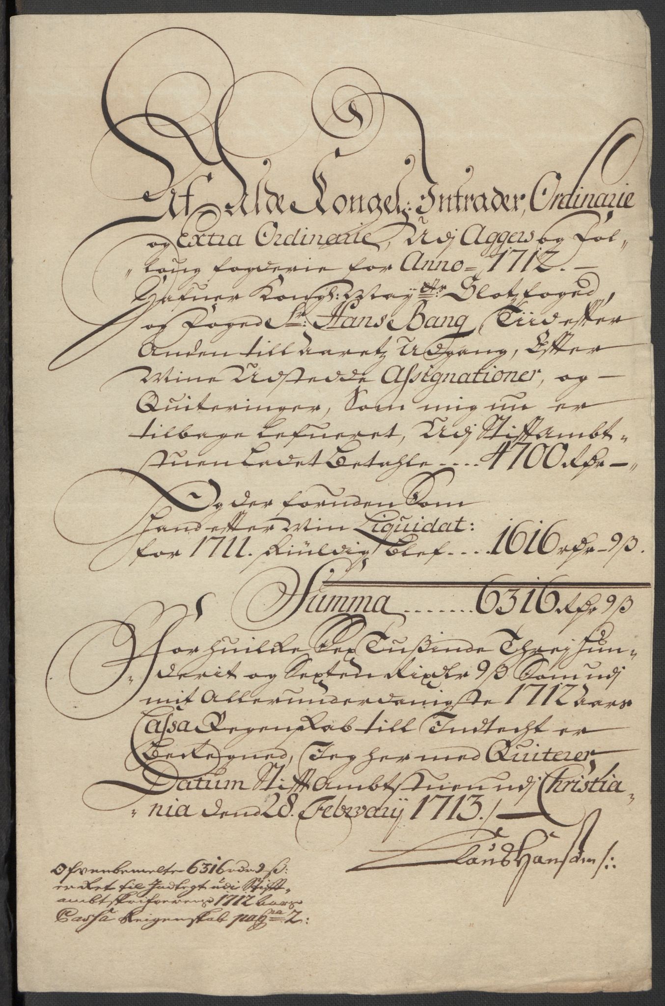 Rentekammeret inntil 1814, Reviderte regnskaper, Fogderegnskap, AV/RA-EA-4092/R10/L0450: Fogderegnskap Aker og Follo, 1712, p. 209