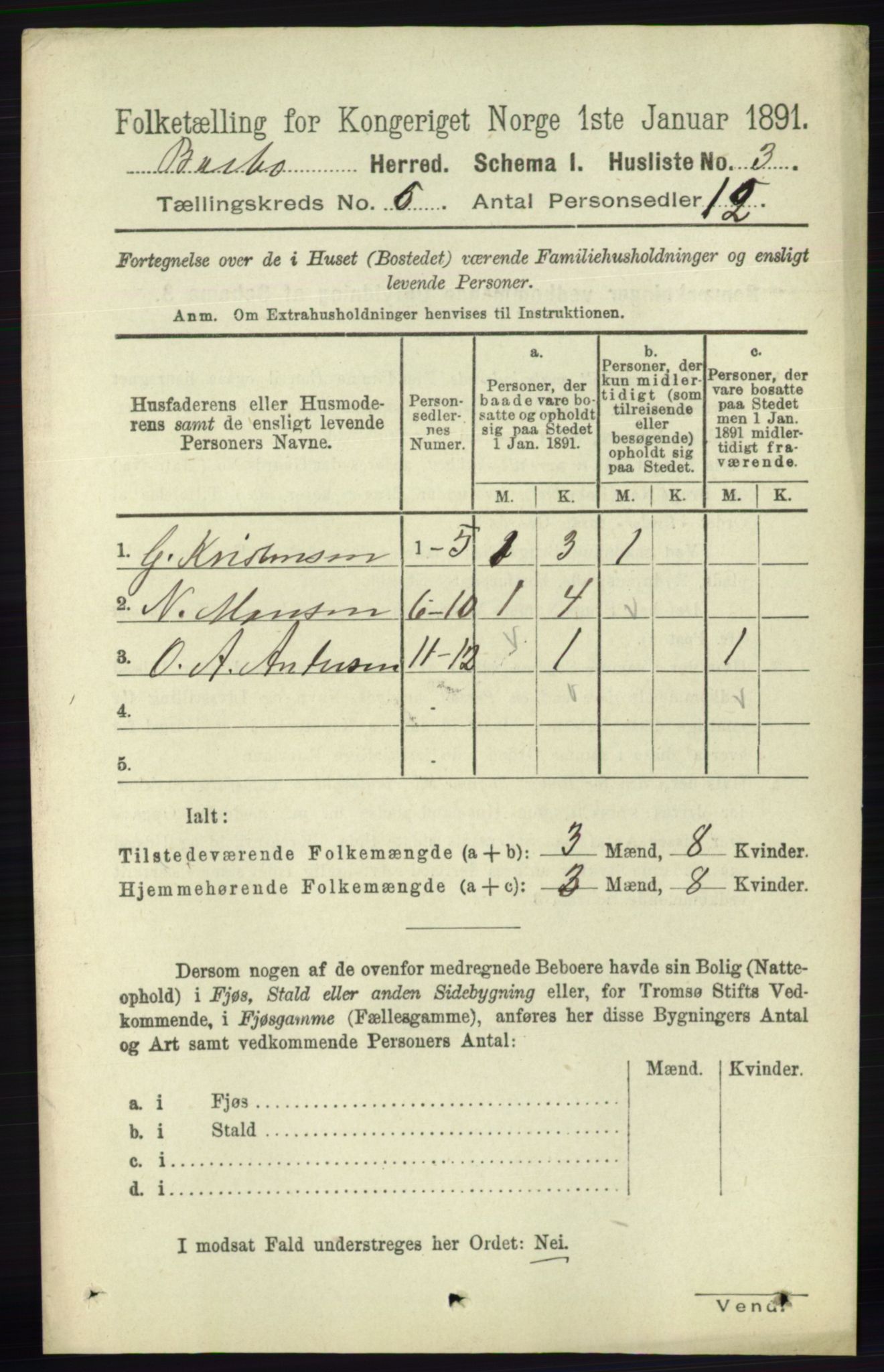 RA, 1891 census for 0990 Barbu, 1891, p. 4357