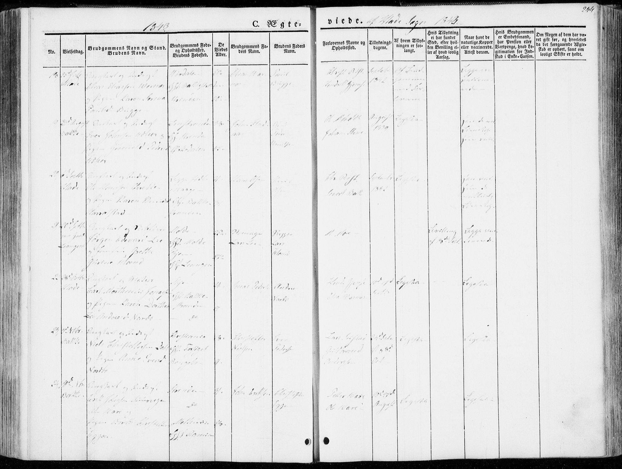 Ministerialprotokoller, klokkerbøker og fødselsregistre - Sør-Trøndelag, AV/SAT-A-1456/606/L0290: Parish register (official) no. 606A05, 1841-1847, p. 244