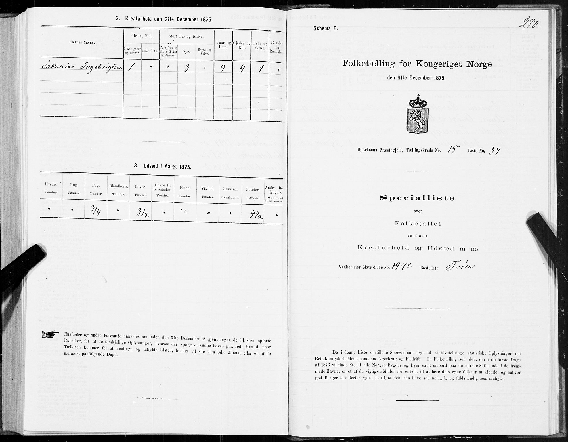 SAT, 1875 census for 1731P Sparbu, 1875, p. 5280