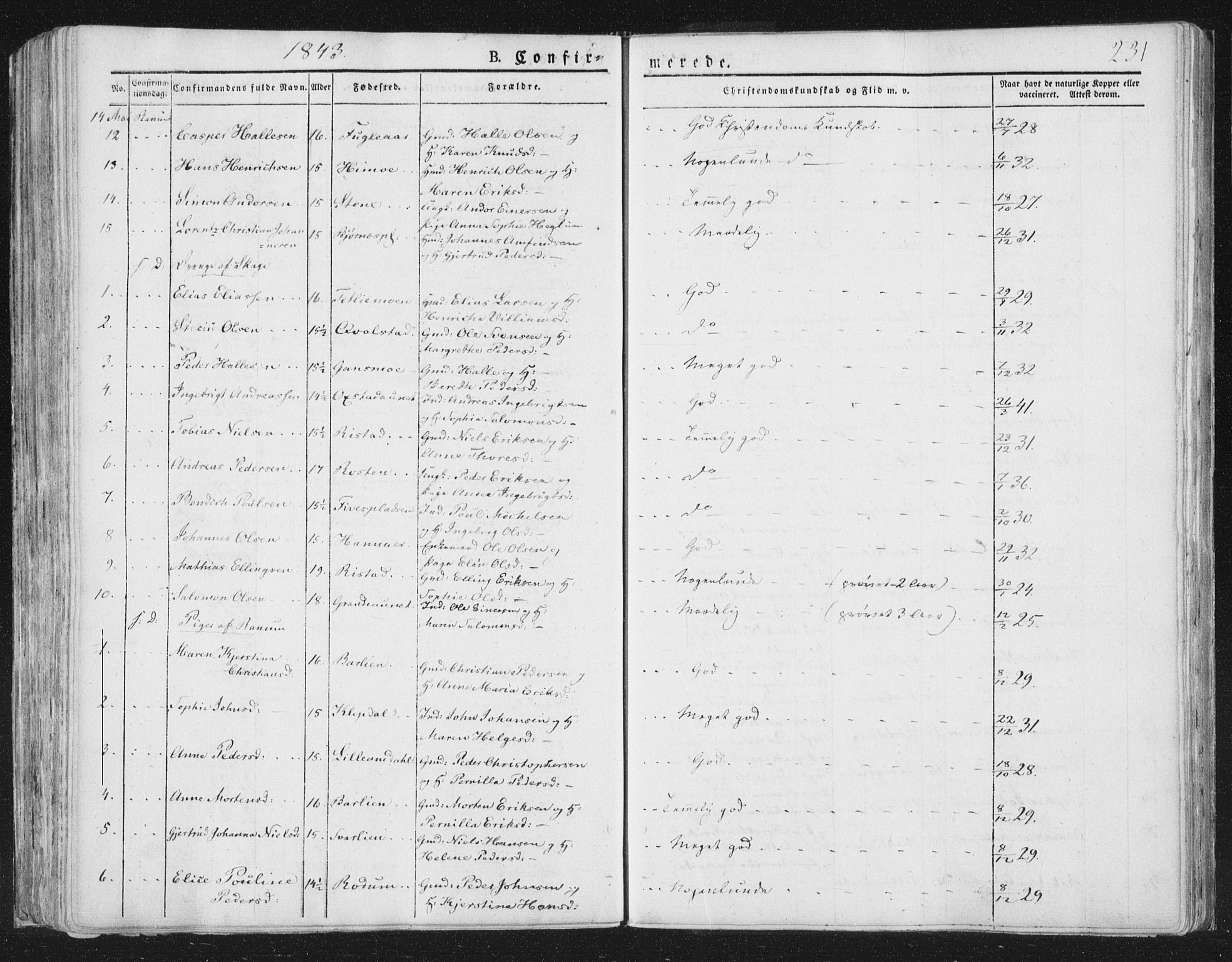 Ministerialprotokoller, klokkerbøker og fødselsregistre - Nord-Trøndelag, SAT/A-1458/764/L0551: Parish register (official) no. 764A07a, 1824-1864, p. 231