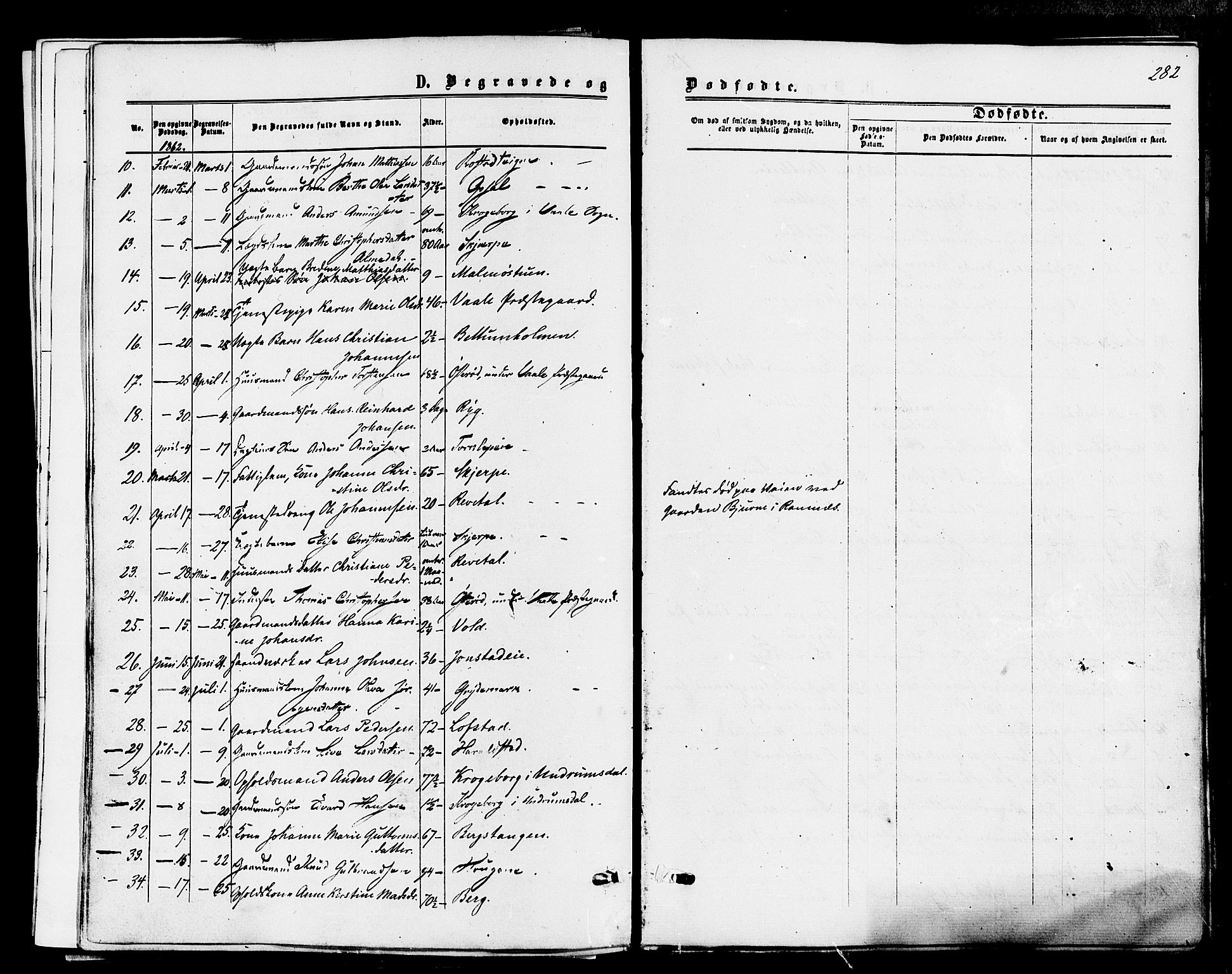 Våle kirkebøker, AV/SAKO-A-334/F/Fa/L0010: Parish register (official) no. I 10, 1861-1877, p. 282