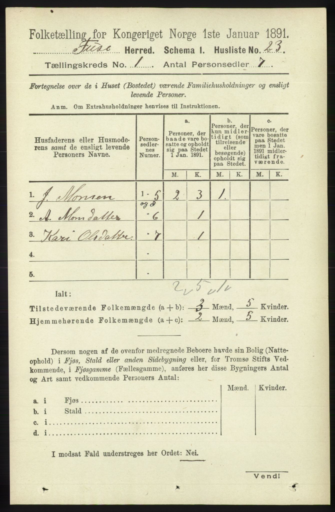 RA, 1891 census for 1241 Fusa, 1891, p. 64